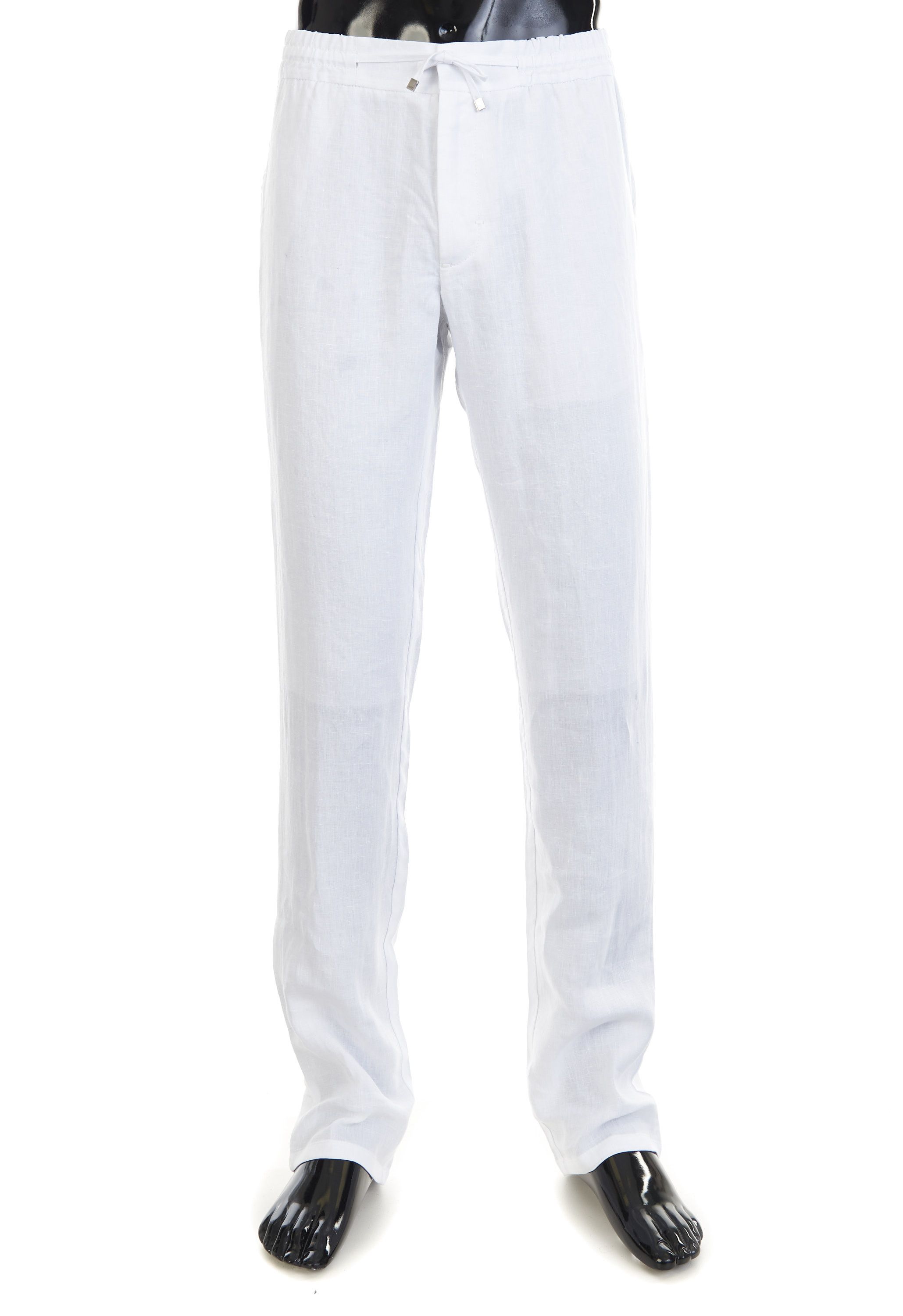 Zilli White Casual Elastic Drawstring Linen Pants Size US 30 / EU 46 - 1 Thumbnail