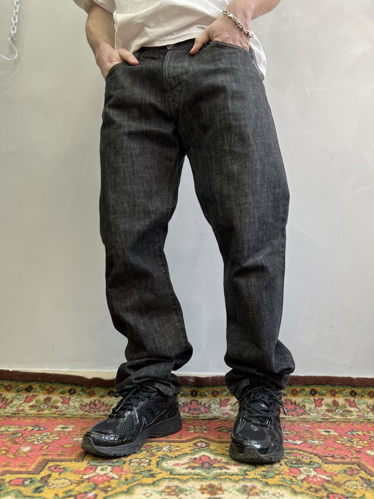 VINTAGE JAPANESE LACOSTE BAGGY REGULAR GRAY PANTS