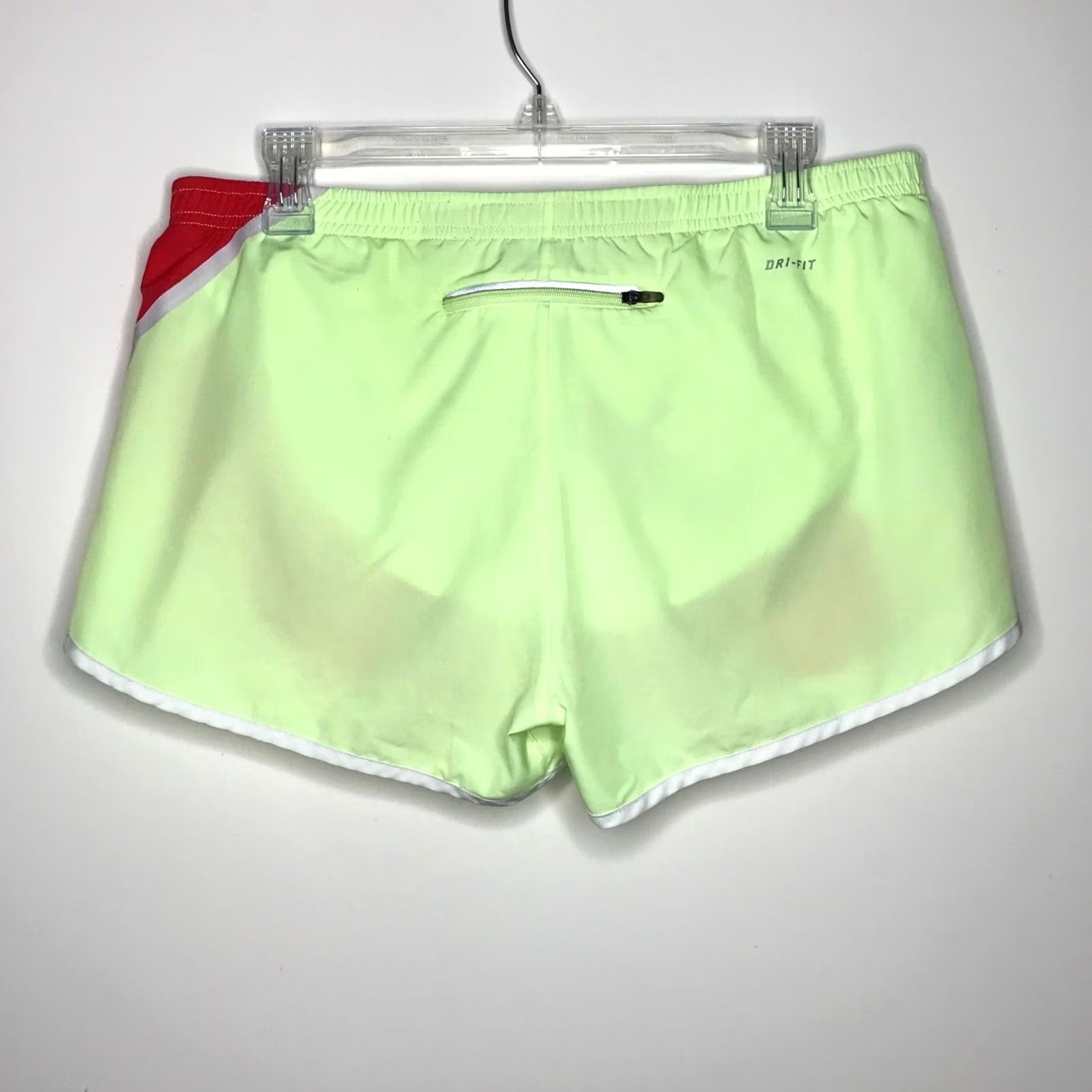 Nike Nike Dri Fit Running Shorts Womens Large Green Red Zip Pocket Activewear Size 36" / US 14 / IT 50 - 5 Thumbnail