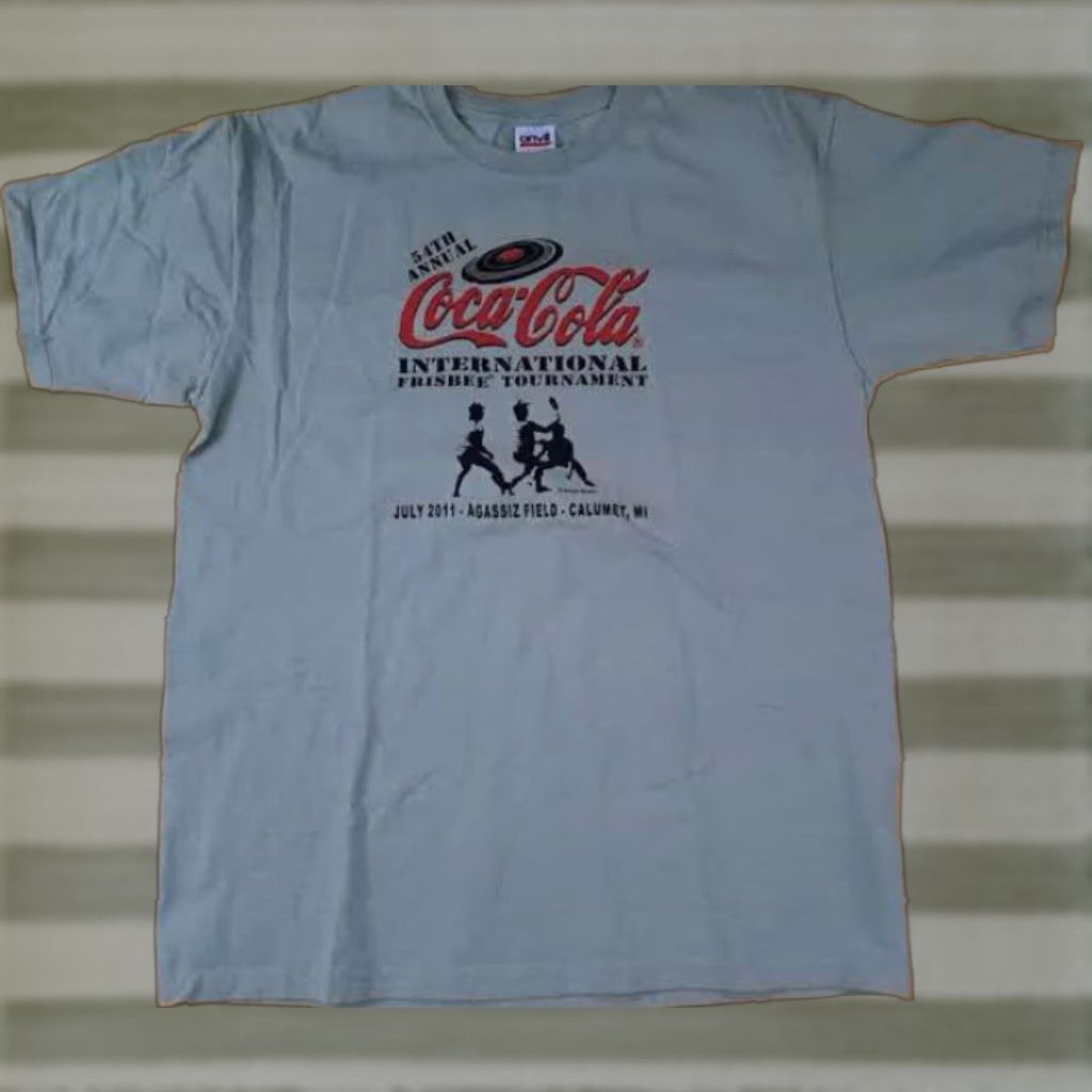 Anvil VINTAGE Coca-Cola International Frisbee Tournament 2011 Calumet Mi. LG T-Shirt Apparel Unisex Adults Short Sleeve Tan L Size Mens Womens Boys Girls Size US L / EU 52-54 / 3 - 1 Thumbnail