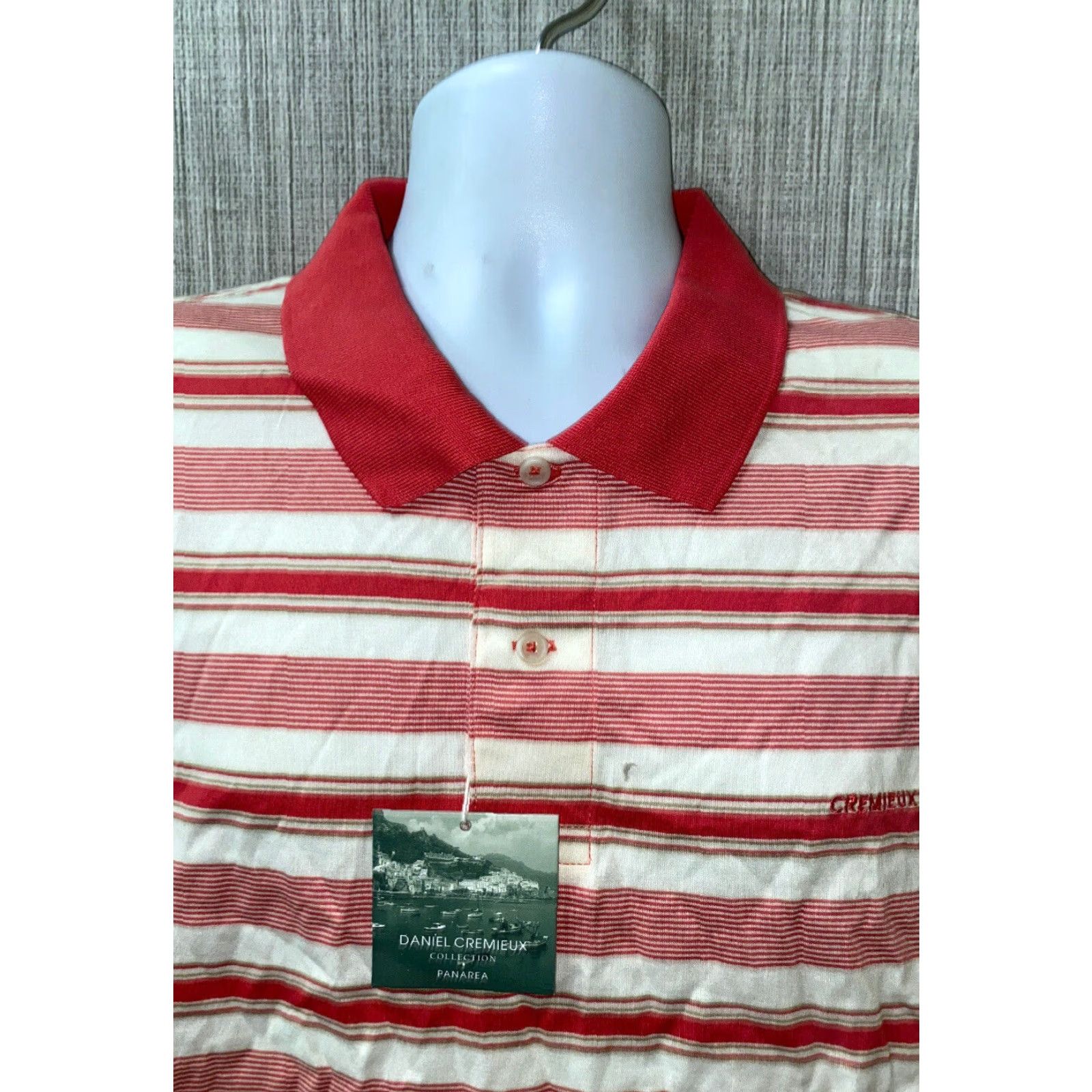 Cremieux Daniel Cremieux Mens Red Striped Golf Polo Shirt XL Cotton Short Sleeve Collared Size US XL / EU 56 / 4 - 3 Thumbnail