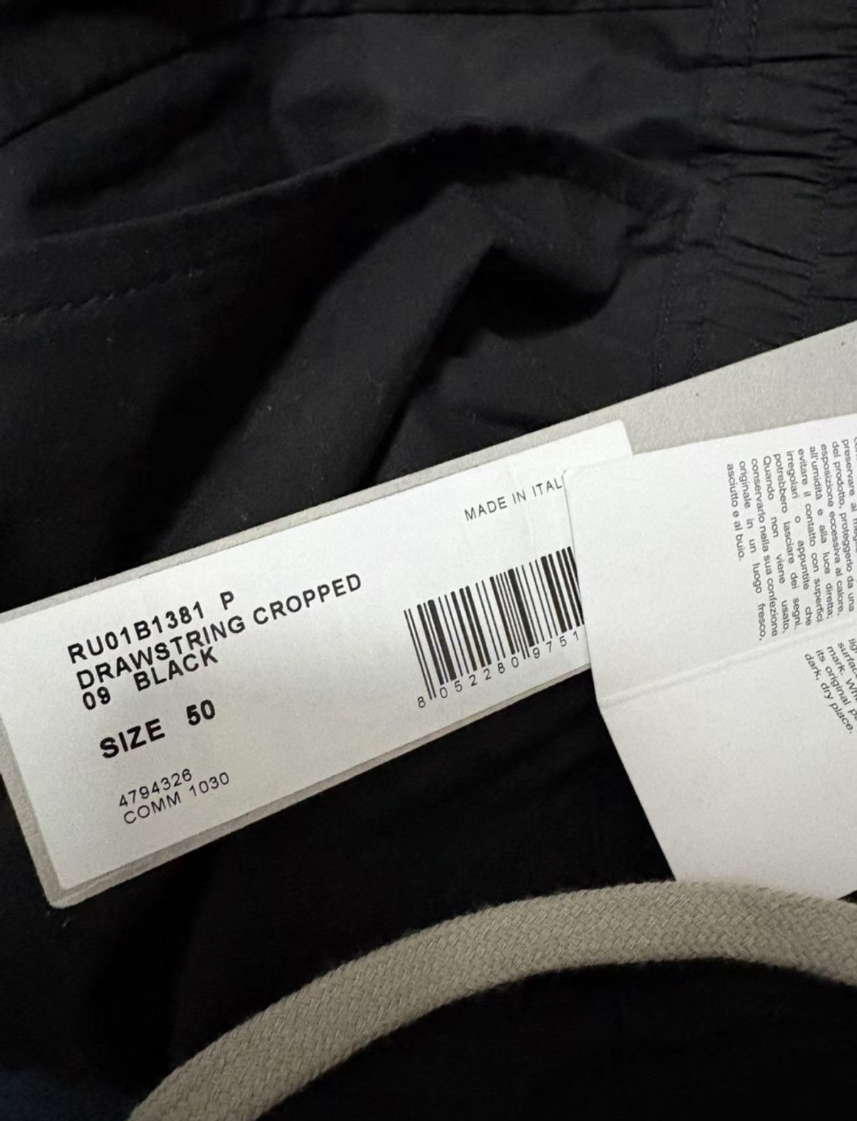 Rick Owens Rick Owens 22SS Drawstring Cropped Pants Size US 34 / EU 50 - 4 Thumbnail