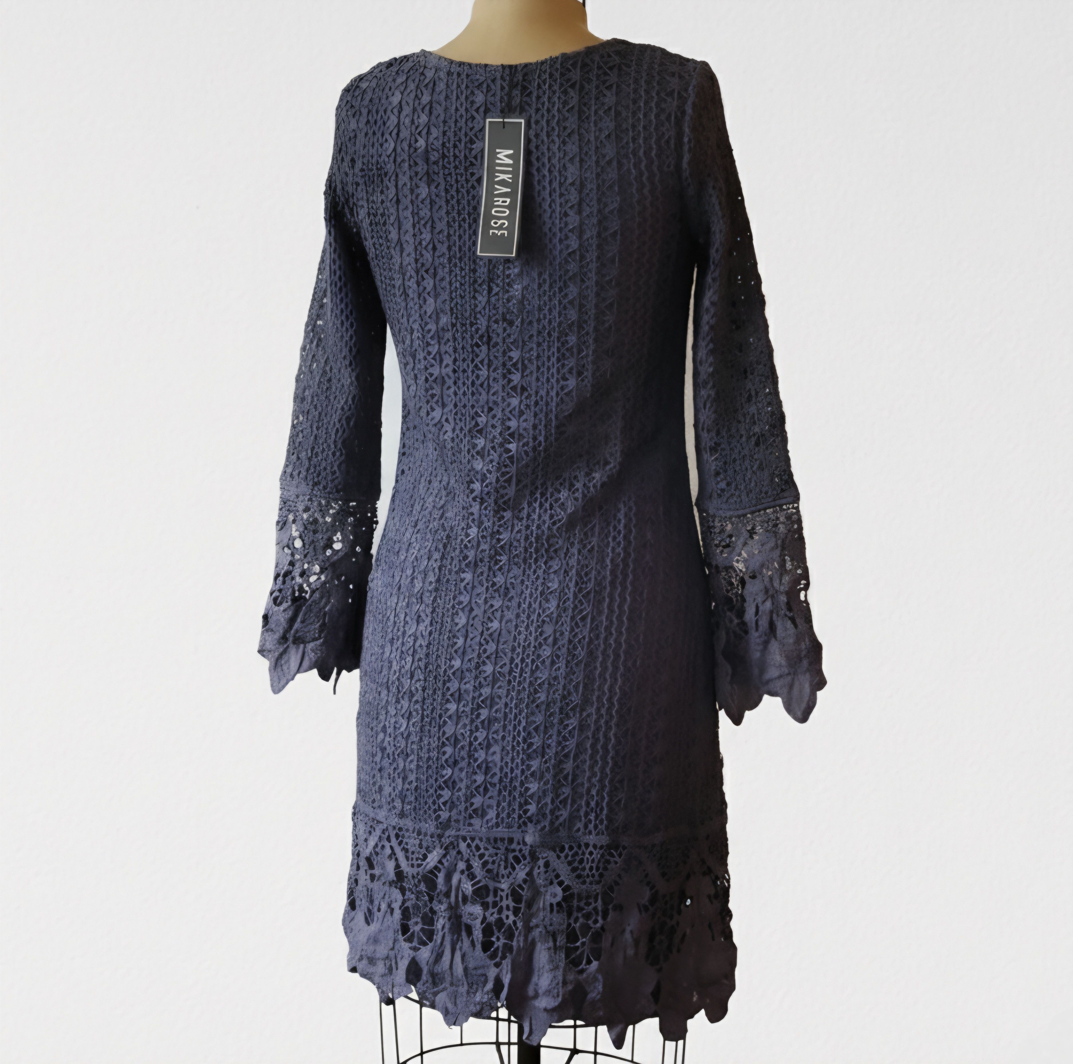 Other Mikarose Size S/M Dress Lydia Dusty Blue Crochet Overlay Size S / US 4 / IT 40 - 2 Thumbnail