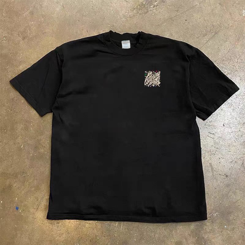 Japanese Brand Black Loose Street Graffiti Print Short Sleeve T-Shirt Size US M / EU 48-50 / 2 - 2 Thumbnail