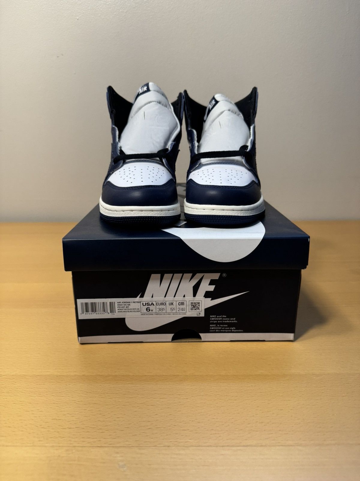 Nike Air Jordan 1 Retro High OG GS 'Midnight Navy' Size US 6 / EU 39 - 4 Thumbnail