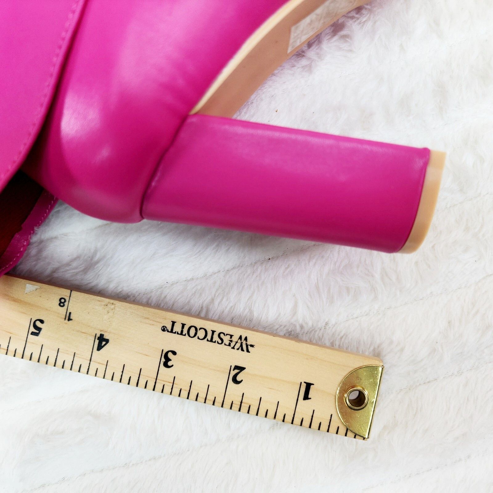 Other Paris Fuchsia Pink Skirted Fold Over 3.5" Block Heel Knee Hi Size US 7 / IT 37 - 6 Thumbnail