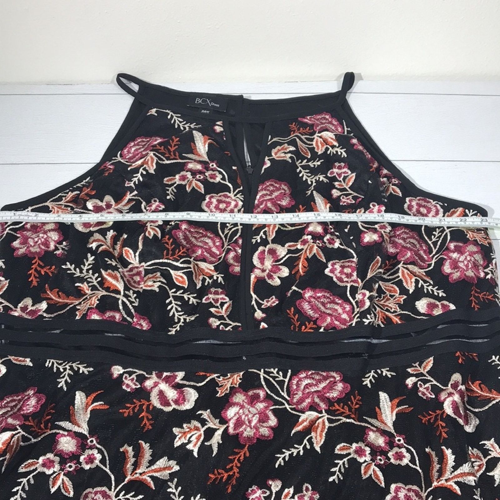 Other BCX Black Embroidered Illusion Fit Flare Dress 24W NWT Size 4XL / US 24-26 - 7 Thumbnail