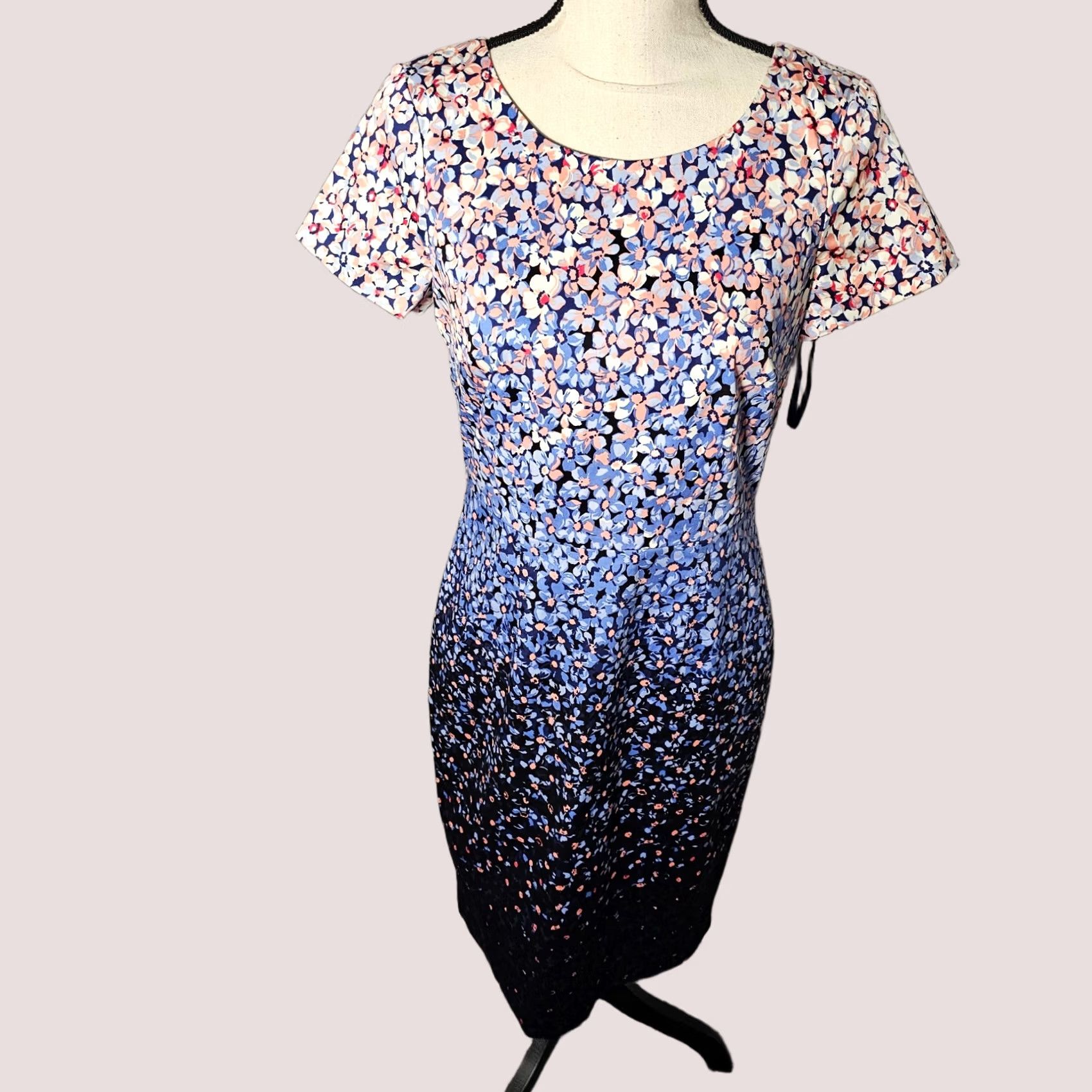 Talbots Talbots Womens Dress Size 2 Blue Flowers Sleeveless Round Neck Zipper Knee Length Pencil Dress Size XS / US 0-2 / IT 36-38 - 1 Thumbnail