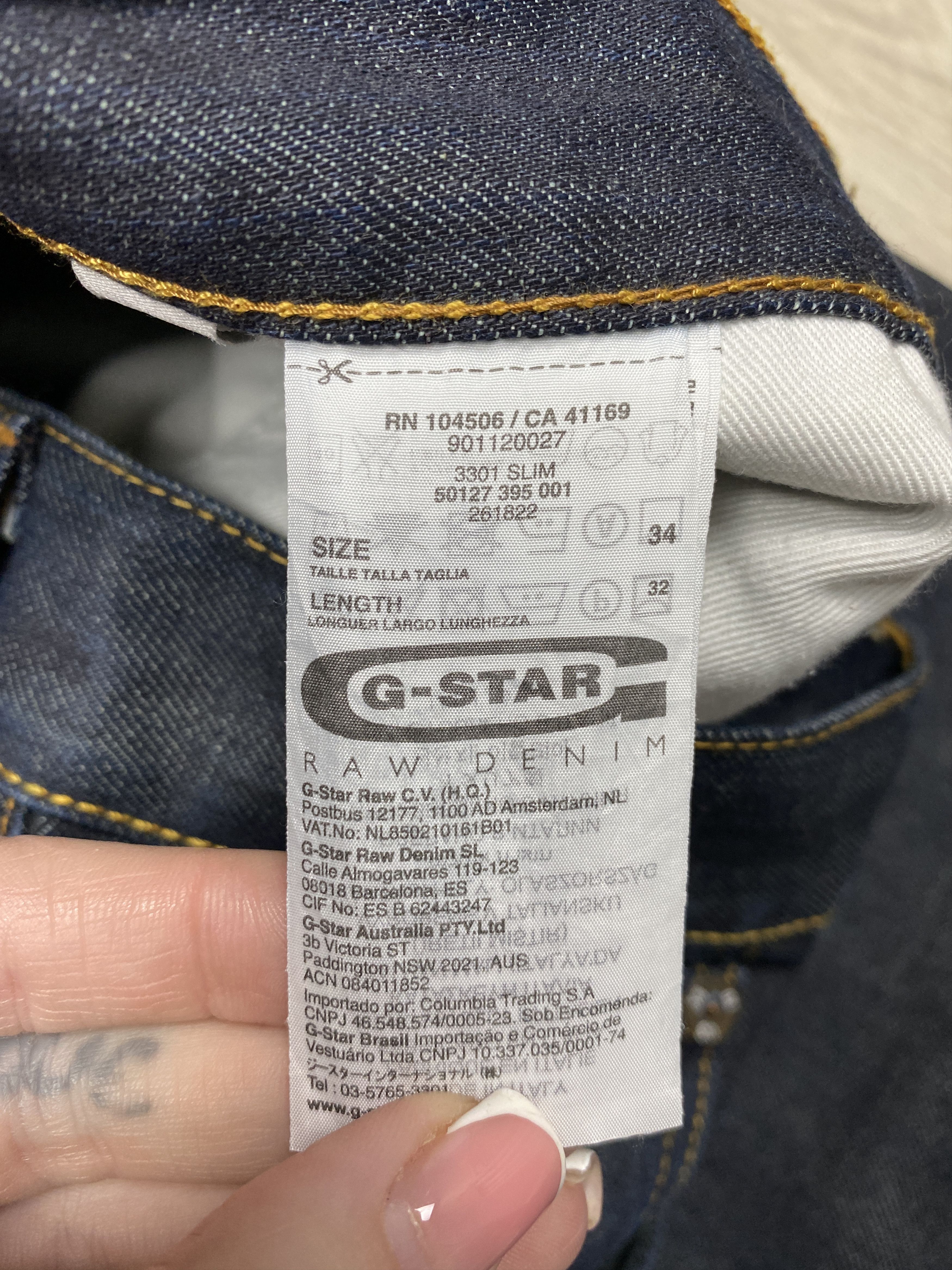 G-Star G Star Raw 3301 Slim Mens Denim Pants Jeans Size US 34 / EU 50 - 5 Thumbnail