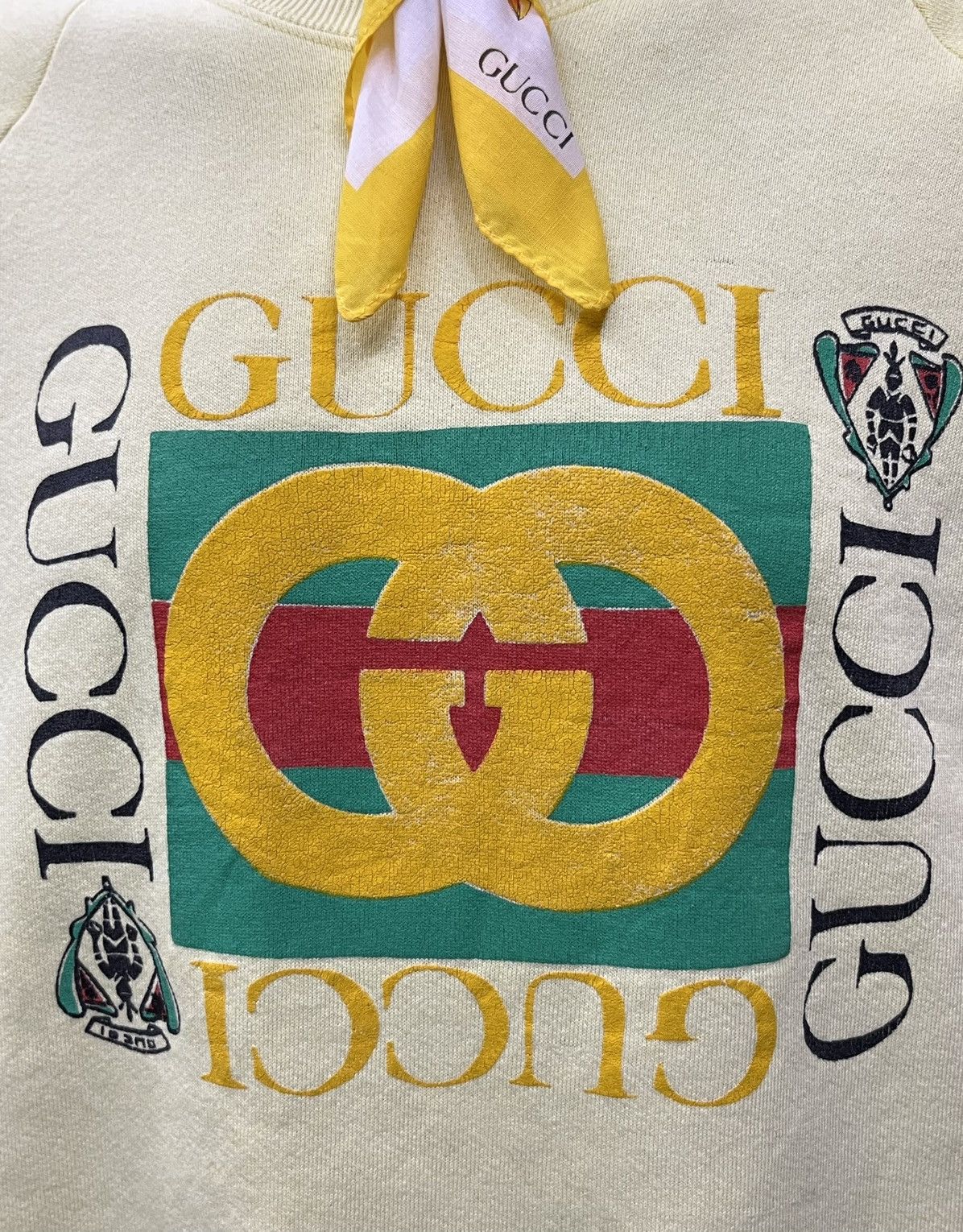 Fruit Of The Loom Rare Vintage Gucci Print FOTL Sweatshirt USA Made Size US L / EU 52-54 / 3 - 3 Thumbnail