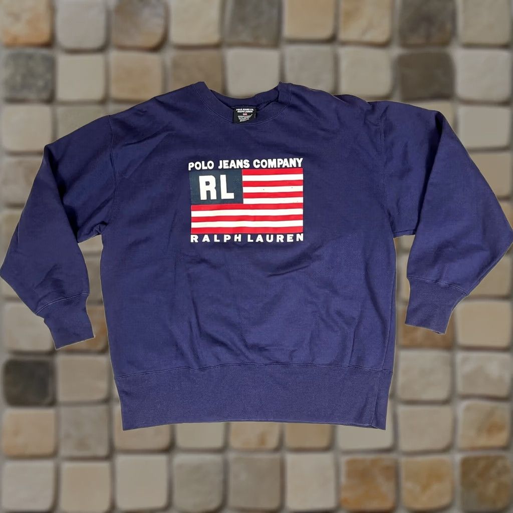 Vintage Vintage Polo Shirt Men's Navy Blue Large American Flag Shirt Classic Fit Size US L / EU 52-54 / 3 - 1 Thumbnail