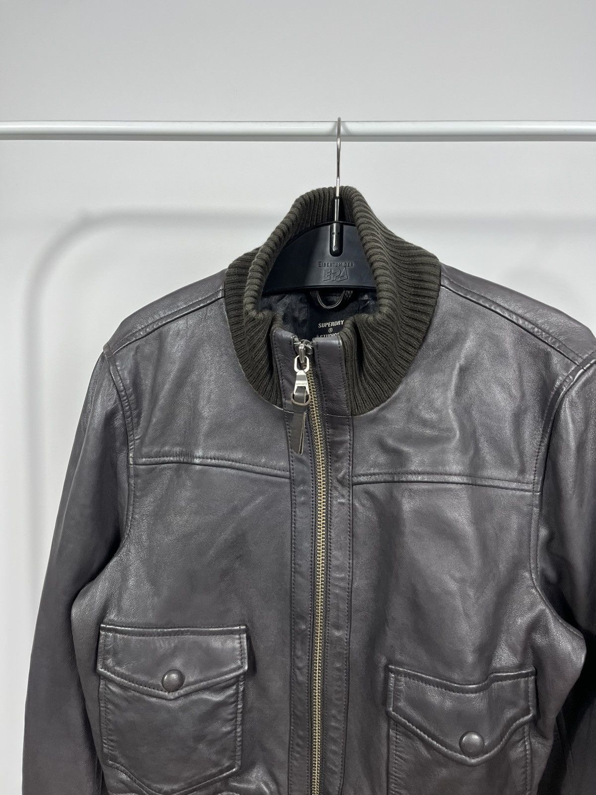 Superdry Superdry Studios Lamb Leather Bomber Jacket Rib Biker EU42 Size M / US 6-8 / IT 42-44 - 3 Thumbnail