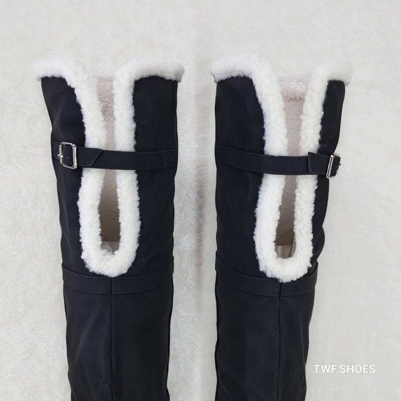 Other Cozy Craze Black Nubuck Over The Knee Fleece High Heel Thigh Size US 10 / IT 40 - 3 Thumbnail