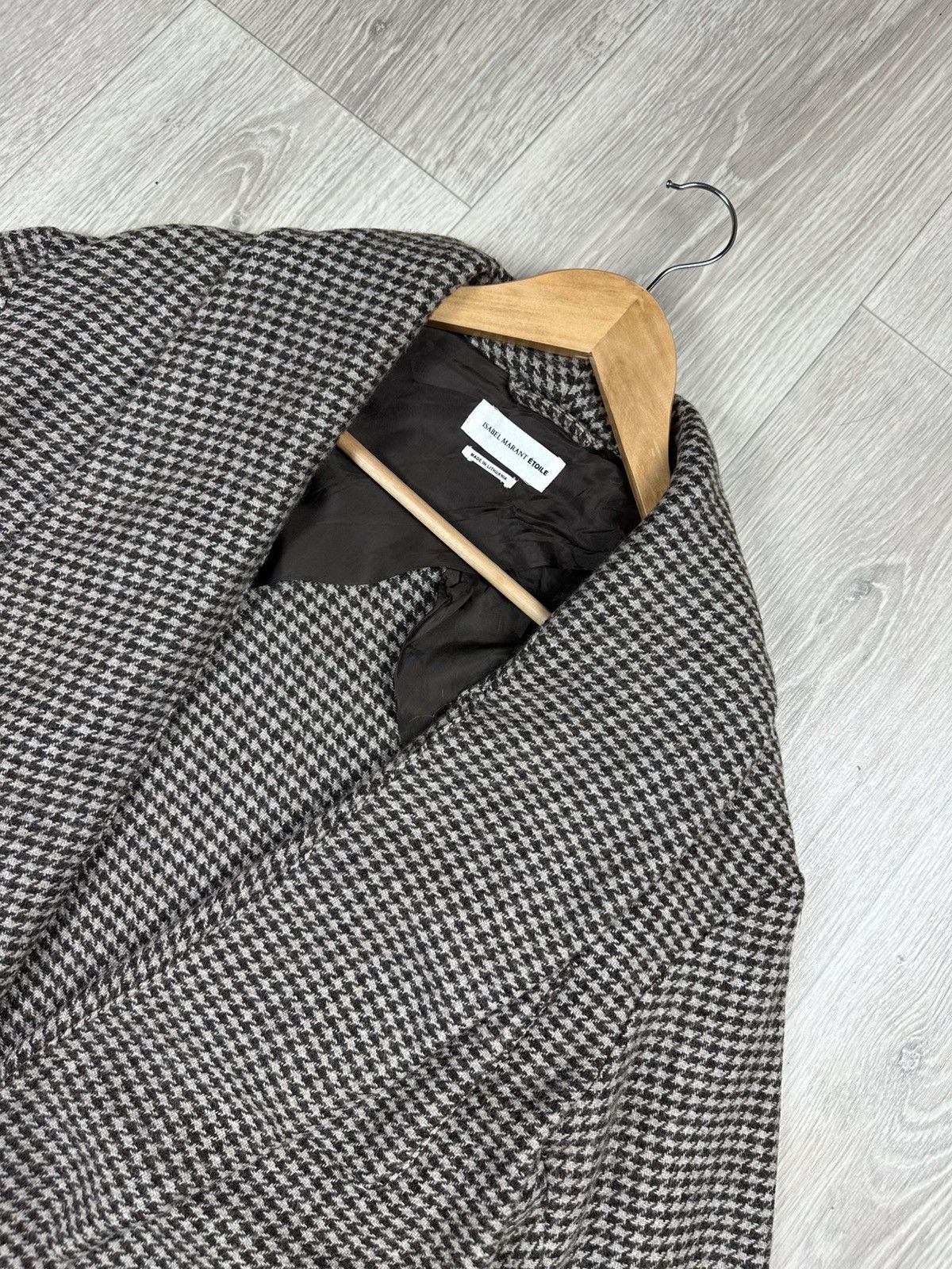 Isabel Marant Etoile Isabel Marant Etoile Beige Brown Houndstooth Wool Blazer Size XS / US 0-2 / IT 36-38 - 2 Thumbnail