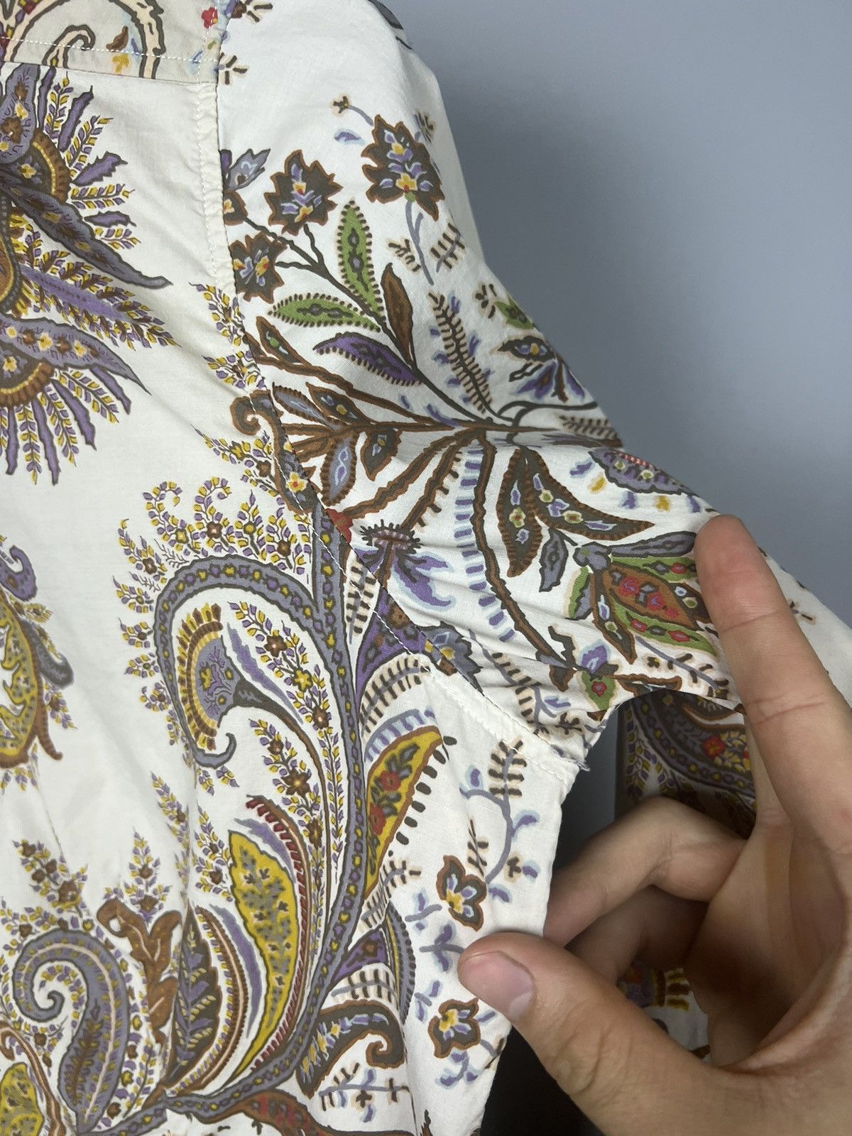 Etro Etro 46 Blouse Shirt Top Neutral Paisley floral print Size L / US 10 / IT 46 - 7 Thumbnail