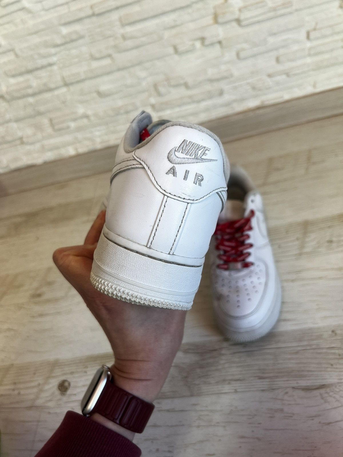 Nike × Supreme Nike Air Force 1 Low Supreme White Leather Sneakers US 7.5 Size US 7.5 / EU 40-41 - 10 Thumbnail