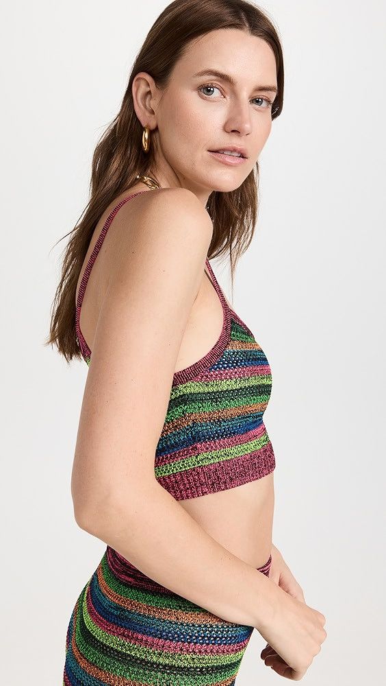 Other o1mle1224 Elastic Lace Hole Crop Top in Multicolor Size M / US 6-8 / IT 42-44 - 3 Thumbnail