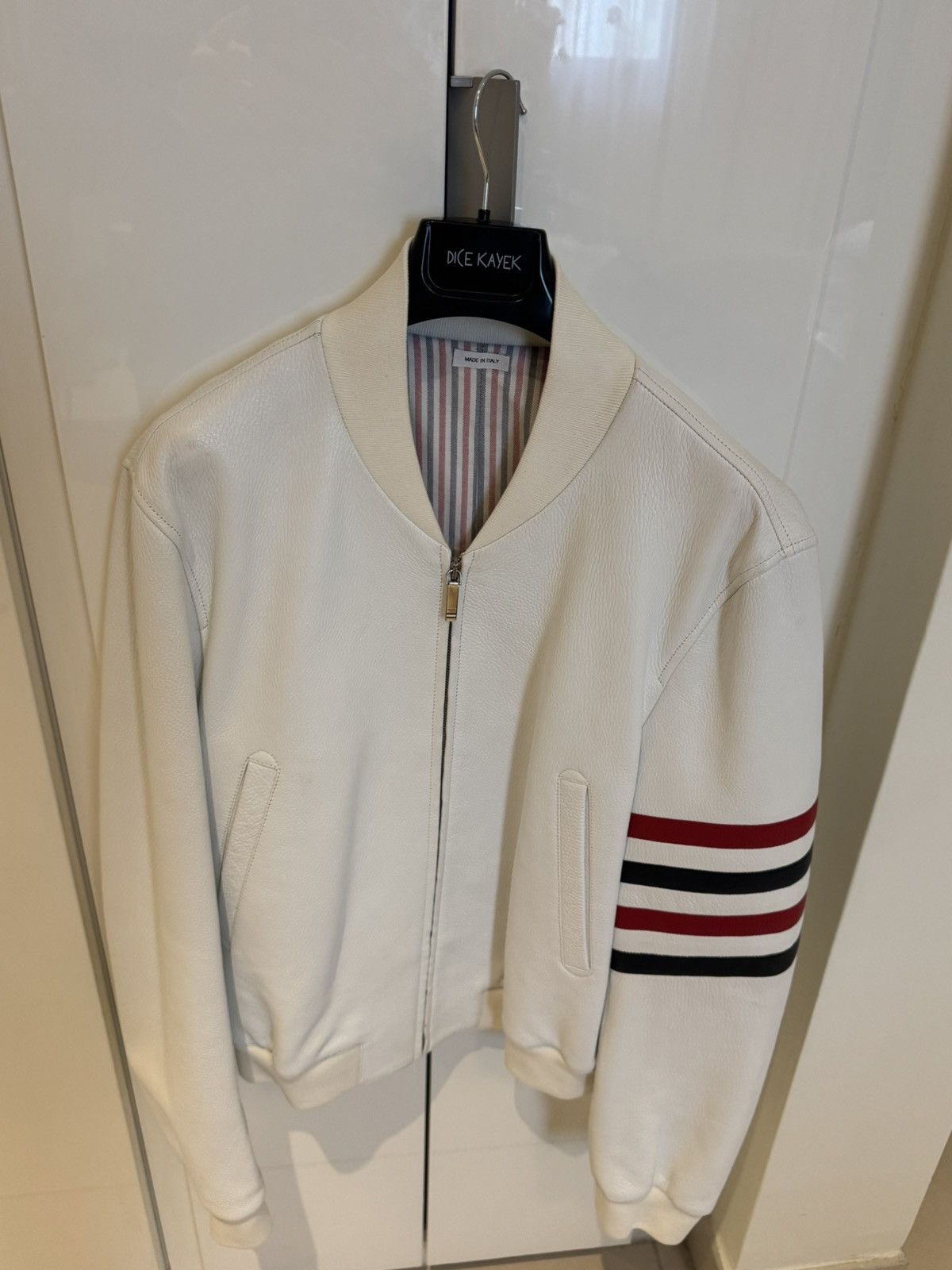 Thom Browne Thom Browne White Leather Jacket - Size 3 Size US XS / EU 42 / 0 - 4 Thumbnail