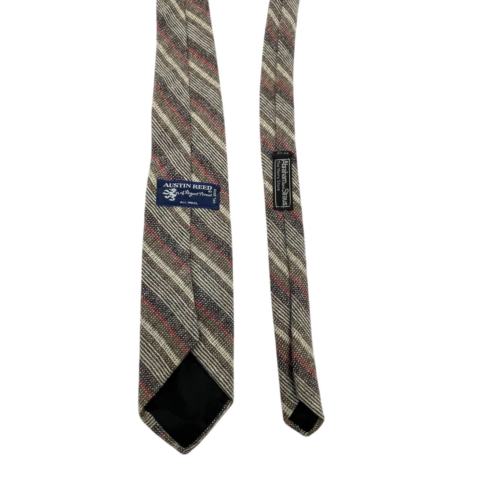 Austin Reed × Vintage Austin Reed Regent Street Wool Stripe Tie Vintage Brown Red Size ONE SIZE - 5 Thumbnail
