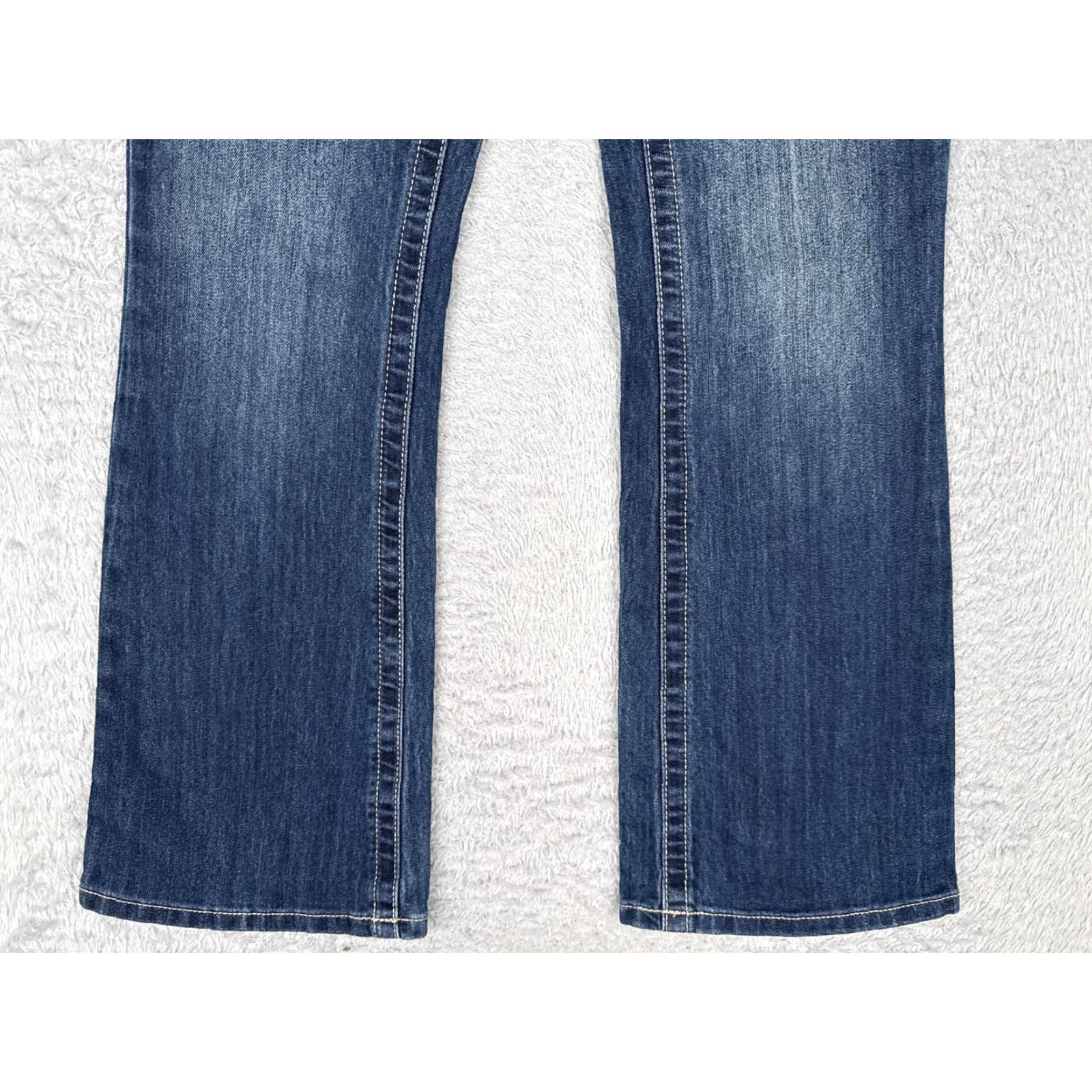 Vintage Maurices Jeans Womens Bootcut Denim Medium Blue 2 Short Stretch 5-Pocket M Detail Zipper Embroidered Size 26" / US 2 / IT 38 - 2 Thumbnail