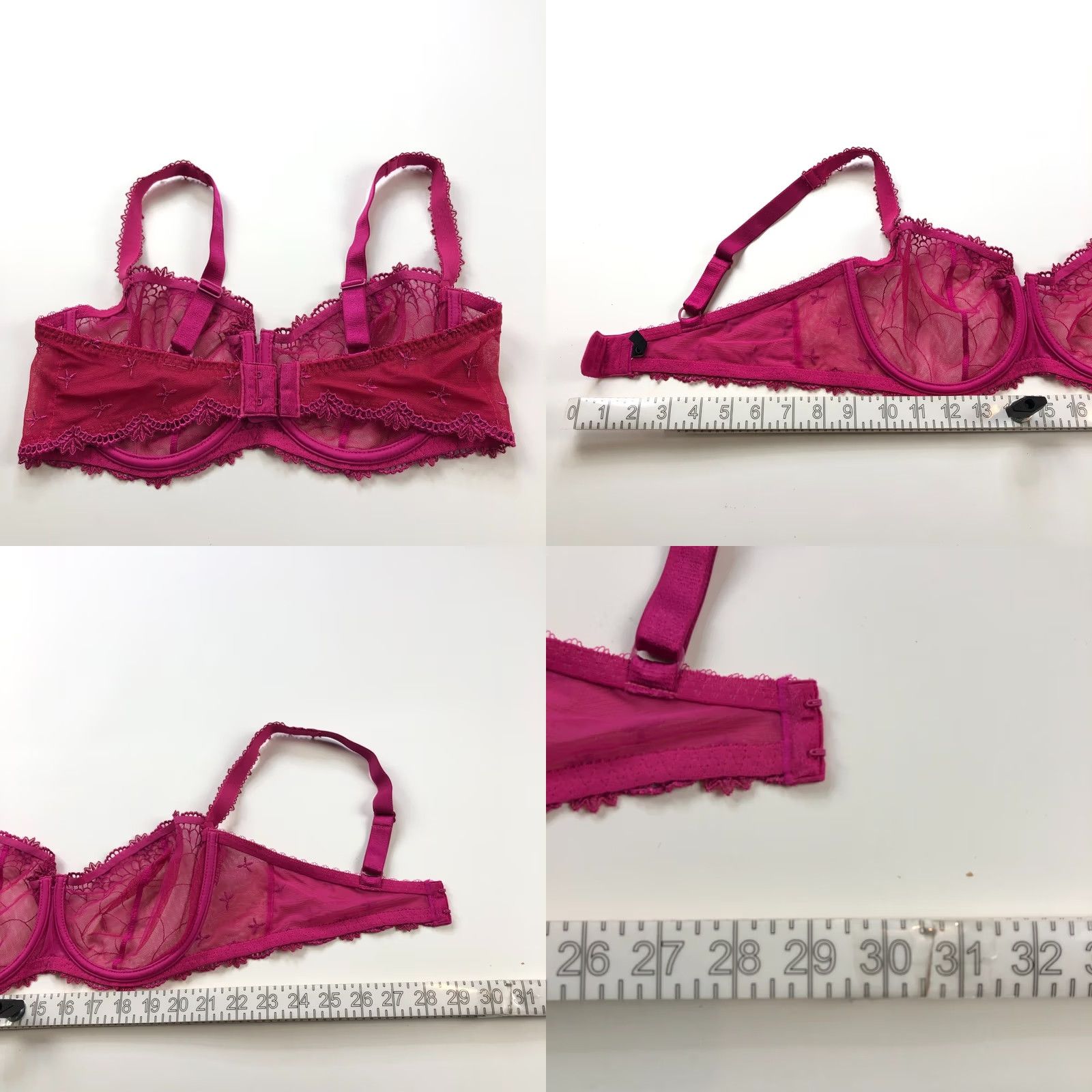 Vintage Chantelle Bra 36DD Underwired Lace Unlined Floral Orange Pink Full Coverage Womens DD Cup 90s Theme Ladies Size ONE SIZE - 8 Thumbnail