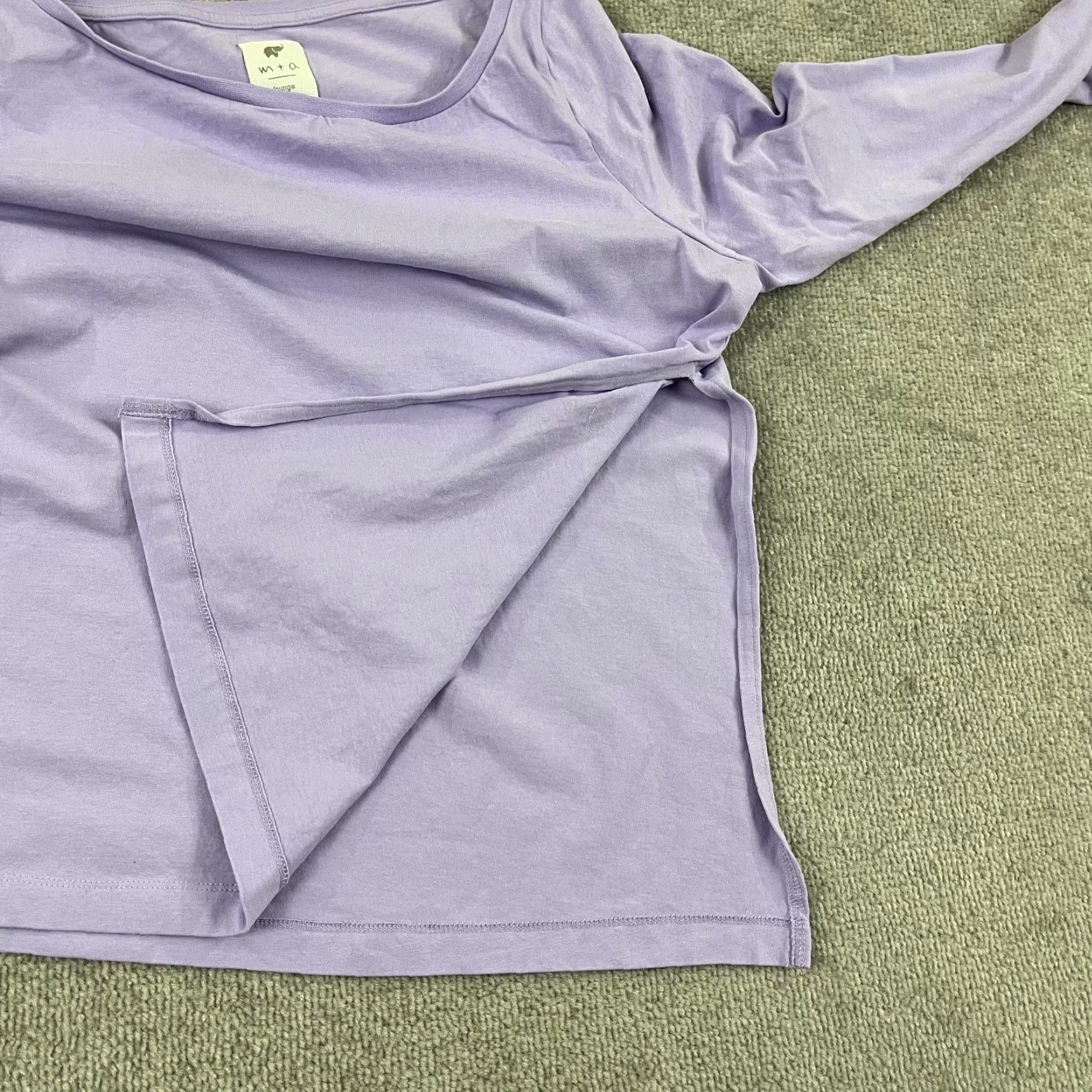 Vintage MONICA + ANDY Shirt Womens M Purple Blouse Boat Neck Pajama Side Slit Top Size M / US 6-8 / IT 42-44 - 7 Thumbnail