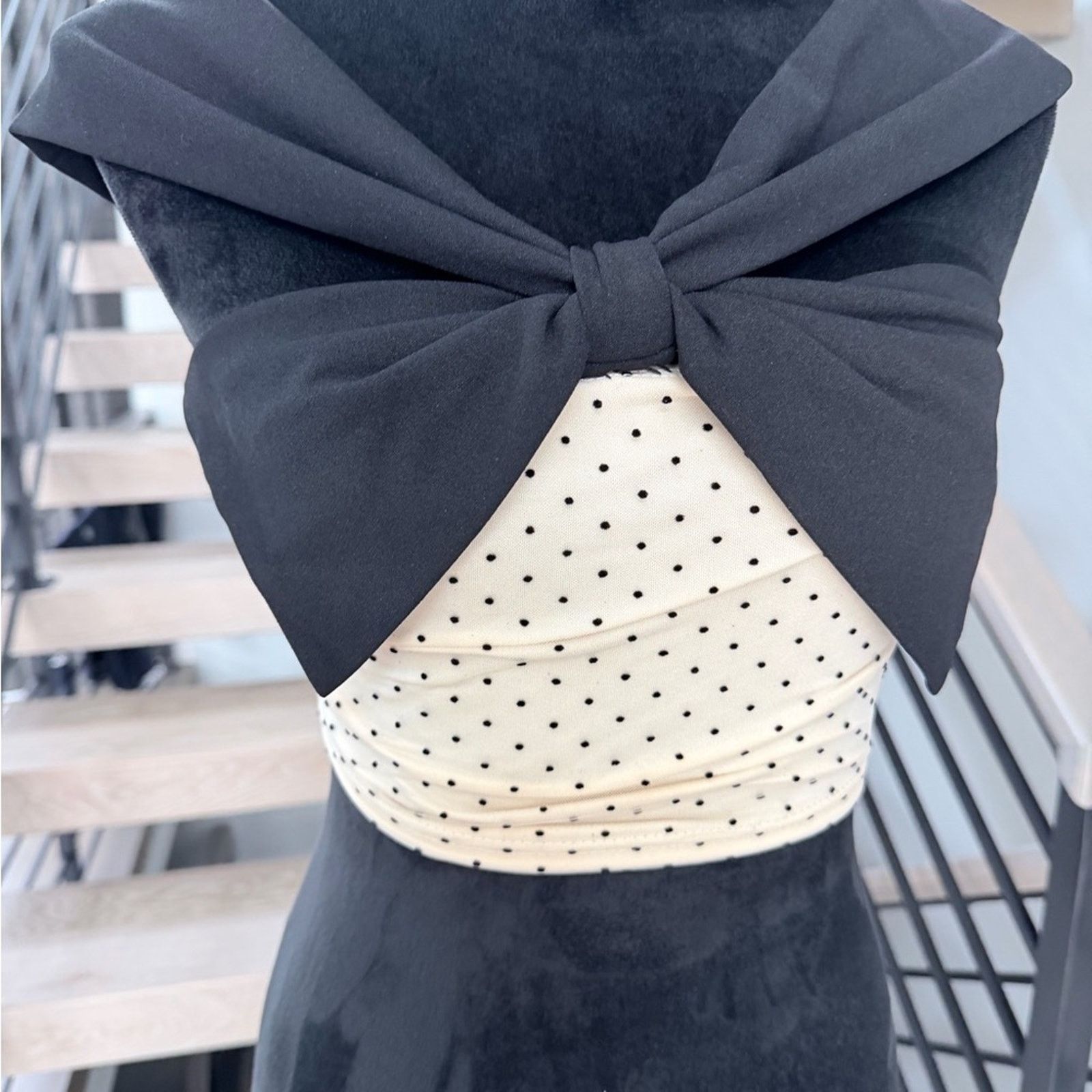 Other Y2K Pinup Black and Cream Polka Dot off shoulder Top w a bow Size S / US 4 / IT 40 - 5 Thumbnail