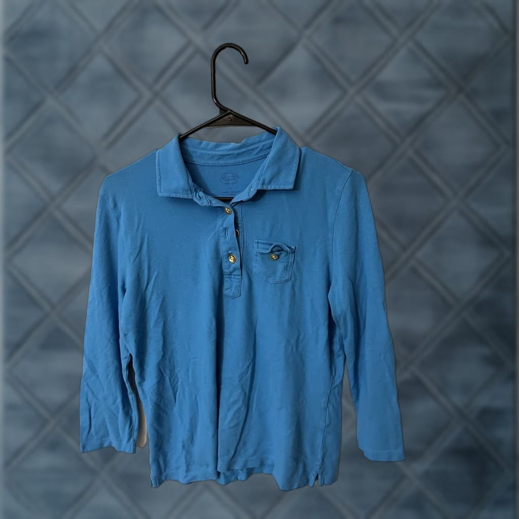 Talbots Talbots Women's 3/4 Sleeve knit Polo Top Blue Size M Size M / US 6-8 / IT 42-44 - 1 Thumbnail