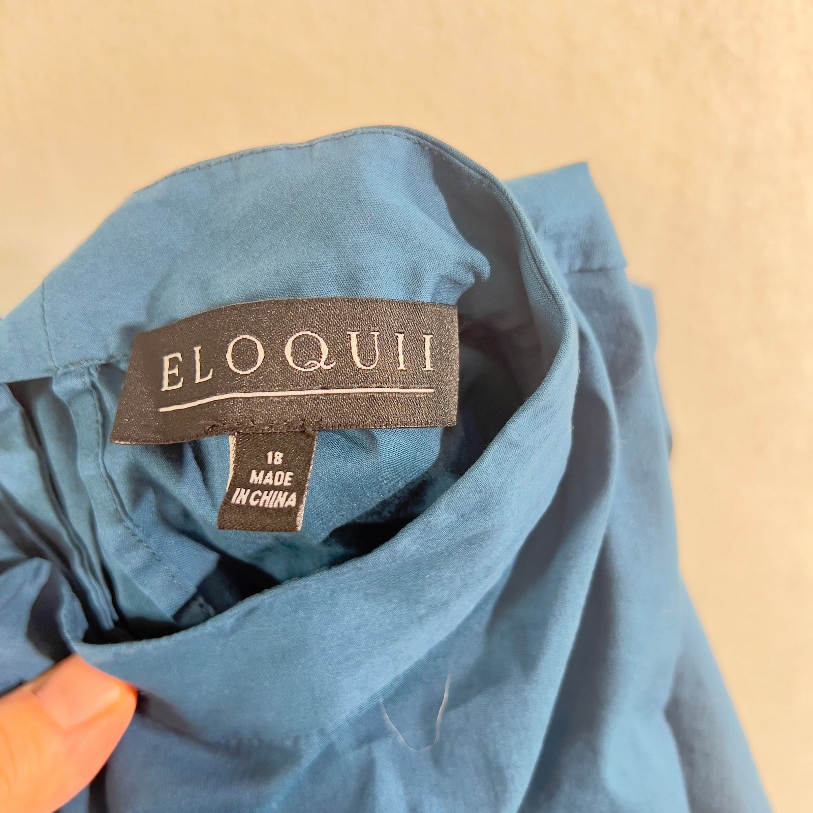 Other Eloquii Blouse Top Woman 18 Blue Elastic Cuffs Tie Back Size XXL / US 16-18 / IT 52-54 - 2 Thumbnail