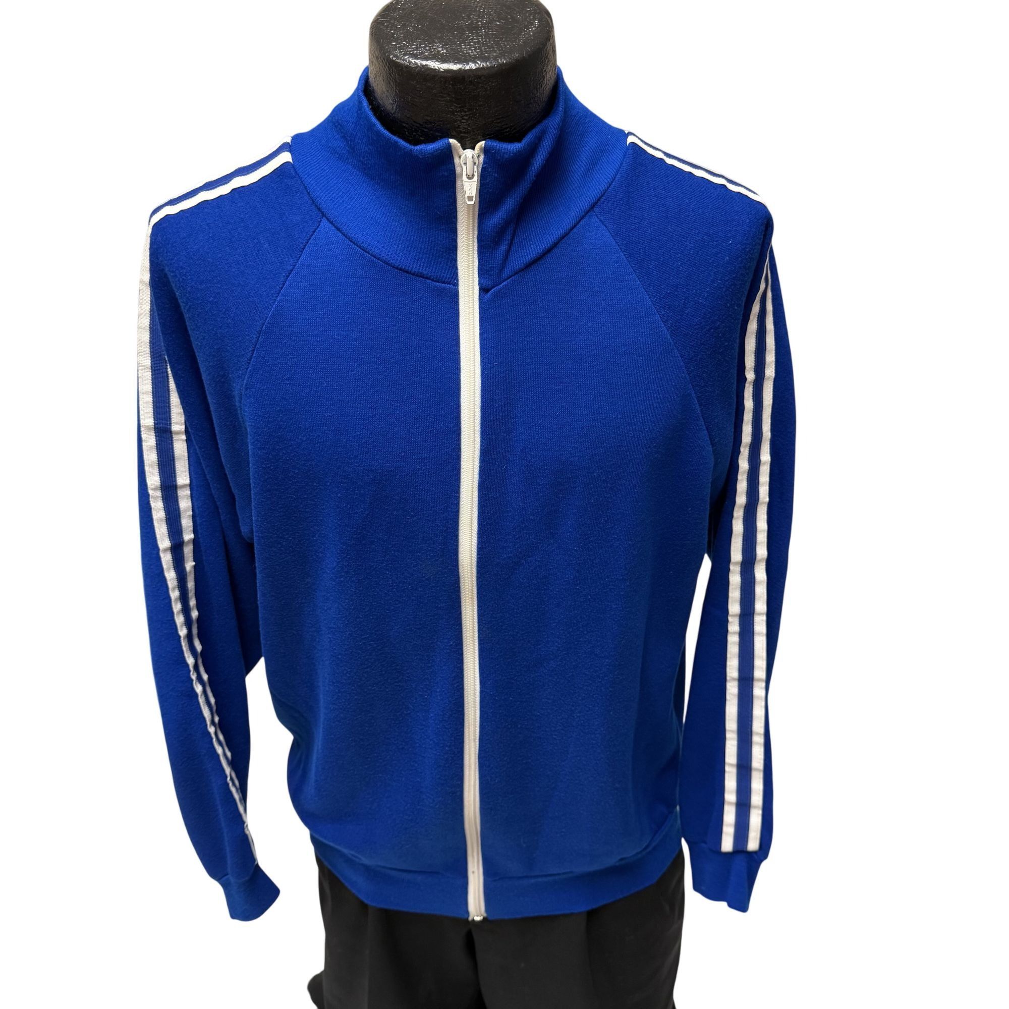 Other Vtg Royal Blue Acrylic White STRIPE Warm Up Running Jacket Size US M / EU 48-50 / 2 - 2 Thumbnail