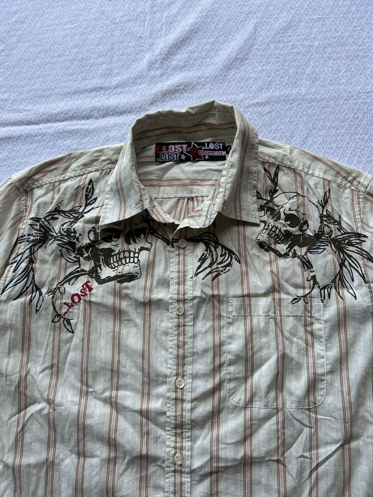If Six Was Nine 💸BINDINGOFFER💸Japanese Skull Stripe Lost Enterprieses Shirt Size US L / EU 52-54 / 3 - 4 Thumbnail