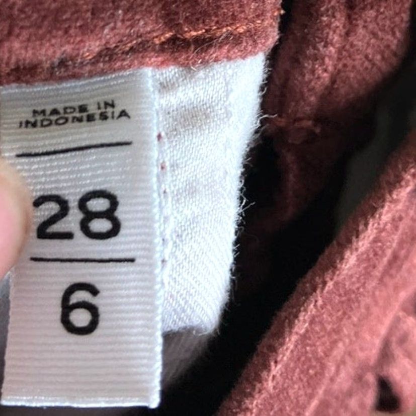 Loft LOFT Womens Pants Slim Straight High Rise Velvet Maroon 6/28 Size 6 Inseam 27 in Pockets Stretch Casual Workwear Size 30" / US 8 / IT 44 - 5 Thumbnail