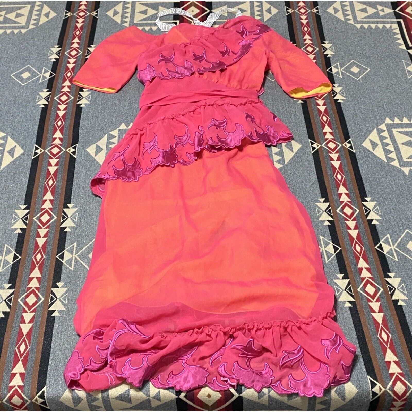 image of Marco De Vincenzo Dress Pink Polyester Maxi Size 42 Us 6 Womens T68 in White