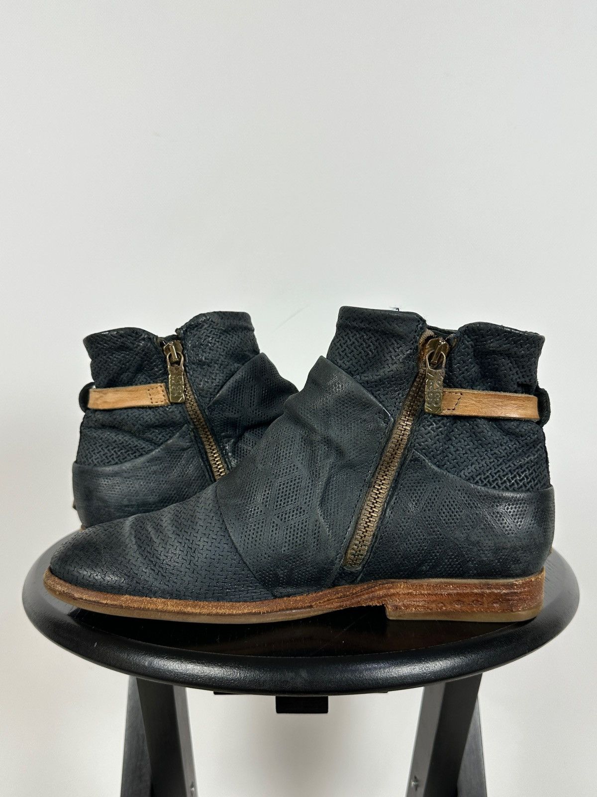 A.S.98 A.S.98. Airstep Navy Blue Leather Biker Ankle Boots Size US 8 / IT 38 - 8 Thumbnail