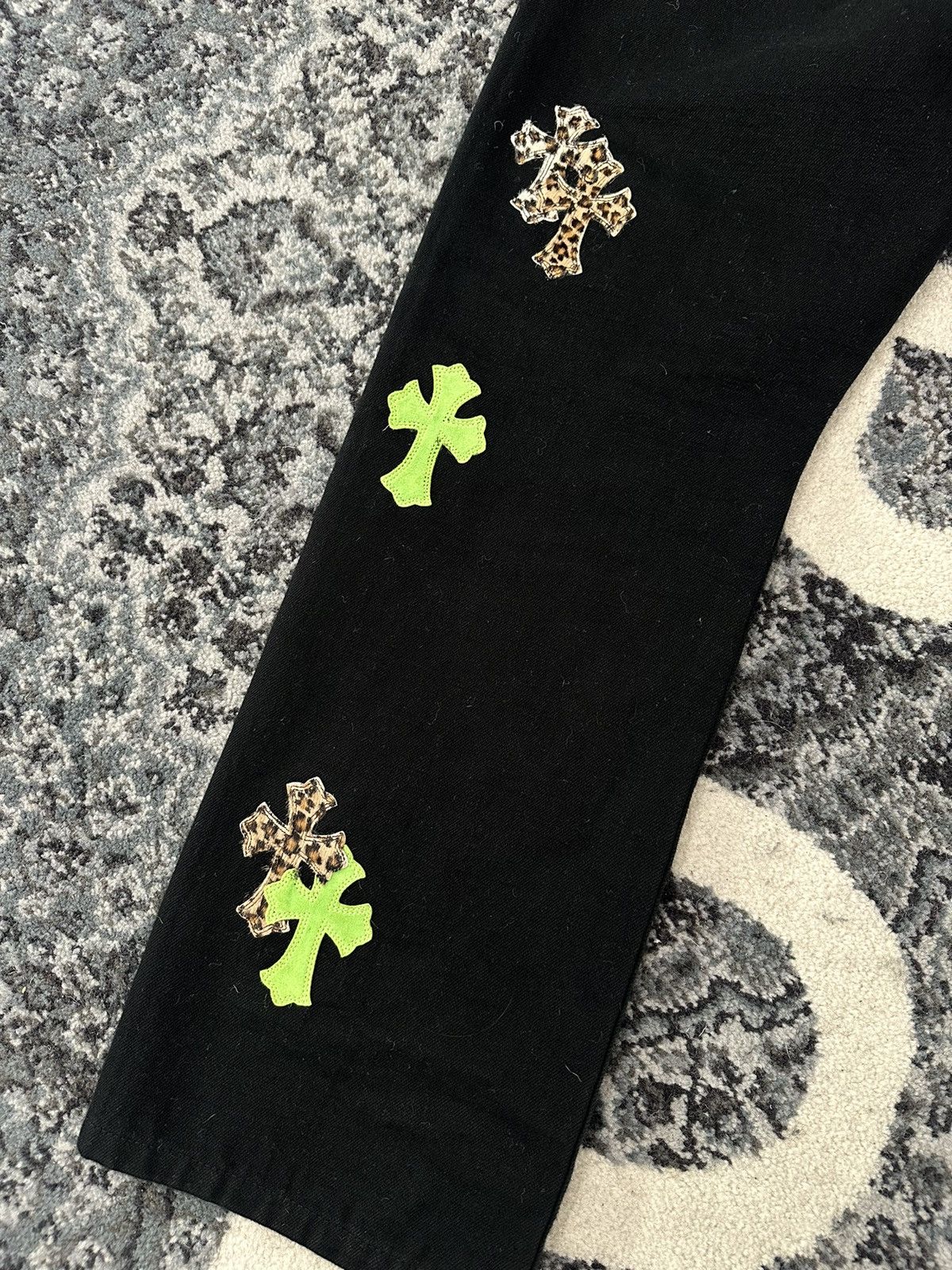 Chrome Hearts Chrome Hearts Black Cheetah Lime Cross Patch Jeans Size US 34 / EU 50 - 14 Thumbnail