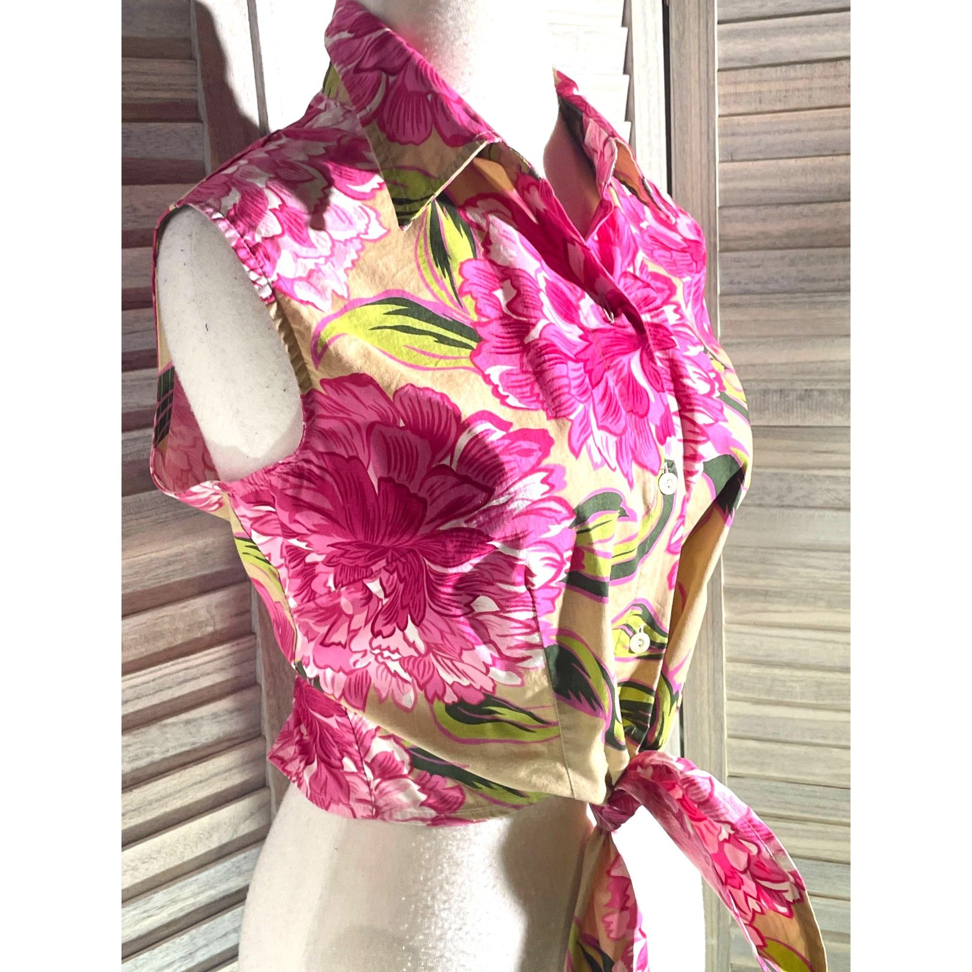 Other NY&Co Lg Tropical Tie Front Top Size L / US 10 / IT 46 - 5 Thumbnail