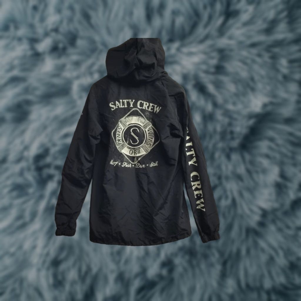 Vintage Salty Crew Windbreaker Jacket Black Nylon Size S Men Small Marlin Club Graphic Size US S / EU 44-46 / 1 - 1 Thumbnail