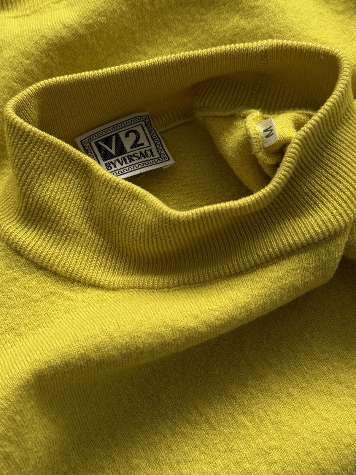 1990s Vintage Versace V2 Women's Wool Yellow Sweater