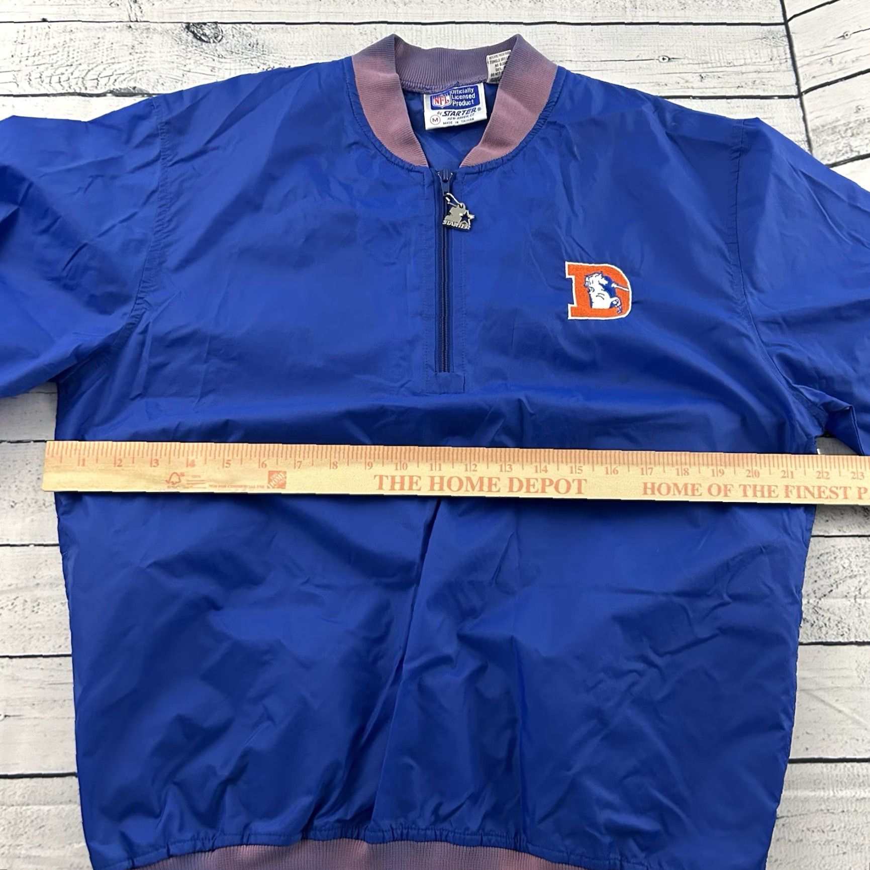 Starter VINTAGE Starter Denver Broncos 1/4 Zip Pullover Windbreaker Jacket Men M Blue Broncos 1/4 Zip Windbreaker Jacket Mens Medium Size US M / EU 48-50 / 2 - 6 Thumbnail