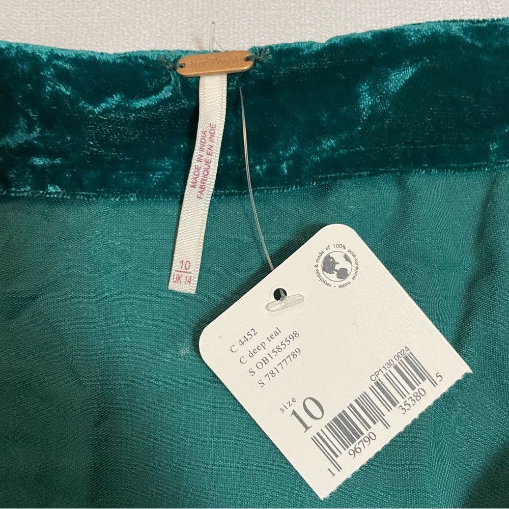 Free People NWT New Free People Annalise Deep Teal Green Velvet Mini Sk Size 32" / US 10 / IT 46 - 6 Thumbnail