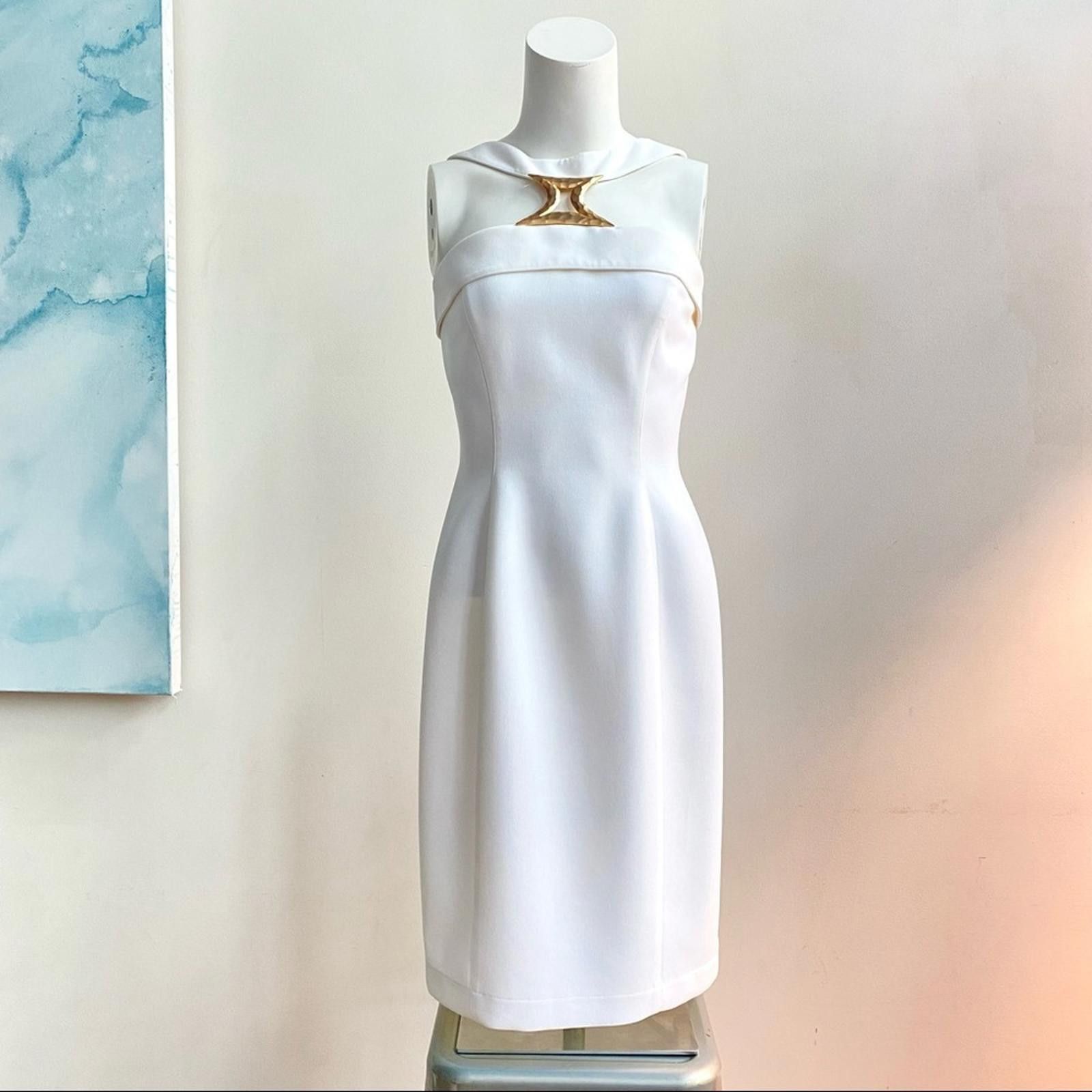 Thierry Mugler VTG THEIRRY MUGLER Iconic Vintage White Bandeau Sheath Dress Size S / US 4 / IT 40 - 6 Thumbnail