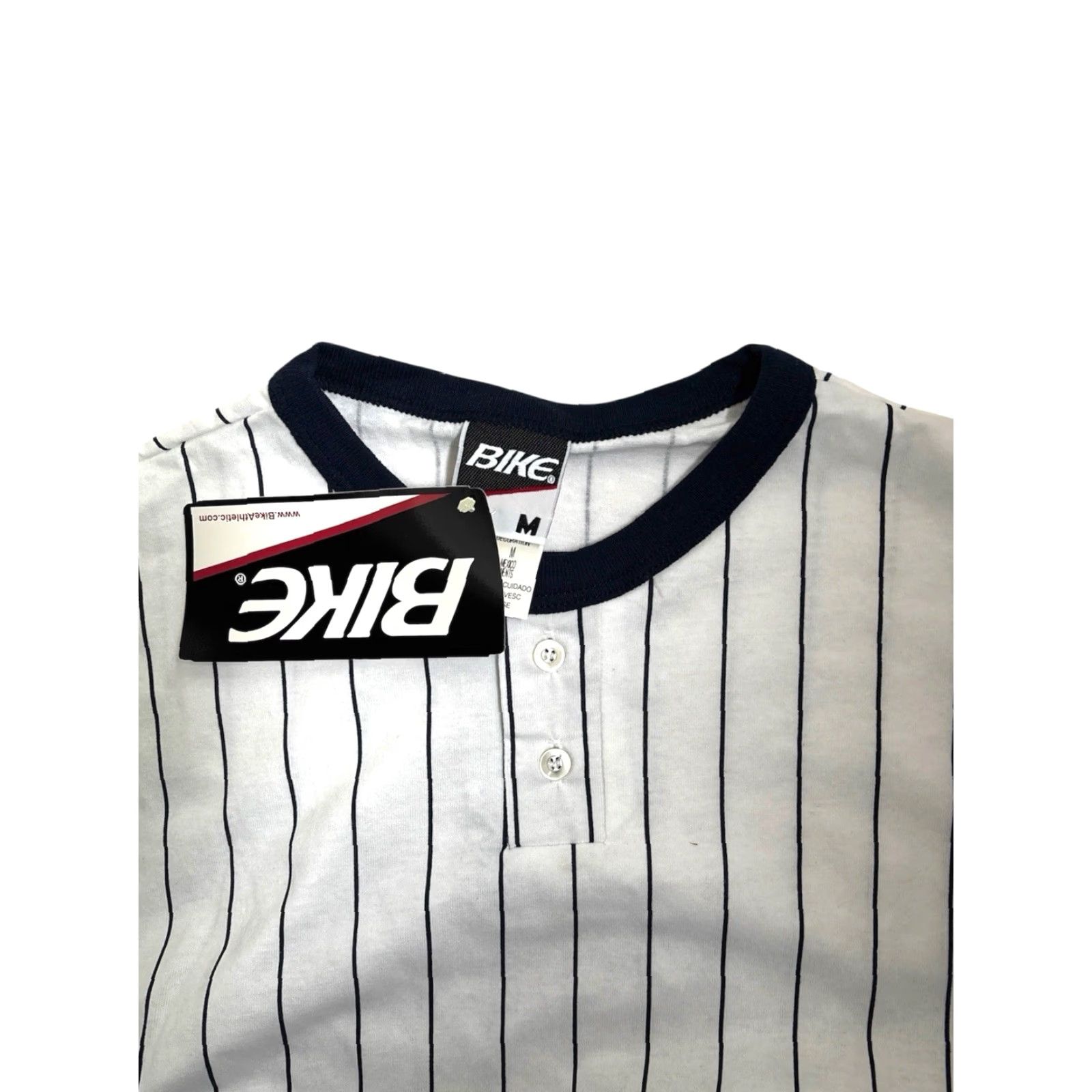 Vintage VINTAGE Bike Athletic Henley Shirt Mens Size M Deadstock NWT 90s Pinstripe White Navy Two-Button Baseball Shirt Size US M / EU 48-50 / 2 - 4 Thumbnail