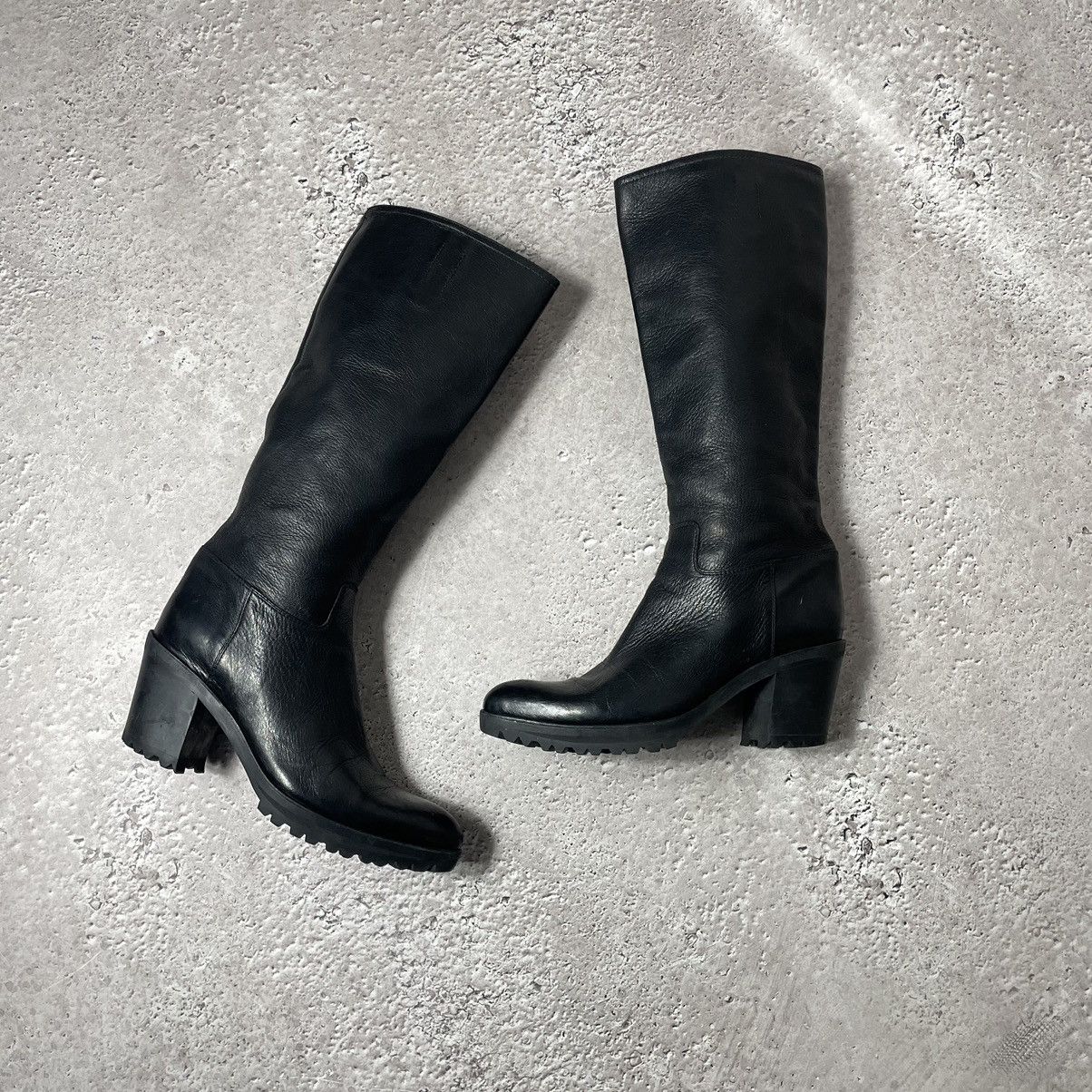Prada × Vintage Prada Leather Black High Knee Boots Size US 8 / IT 38 - 12 Thumbnail