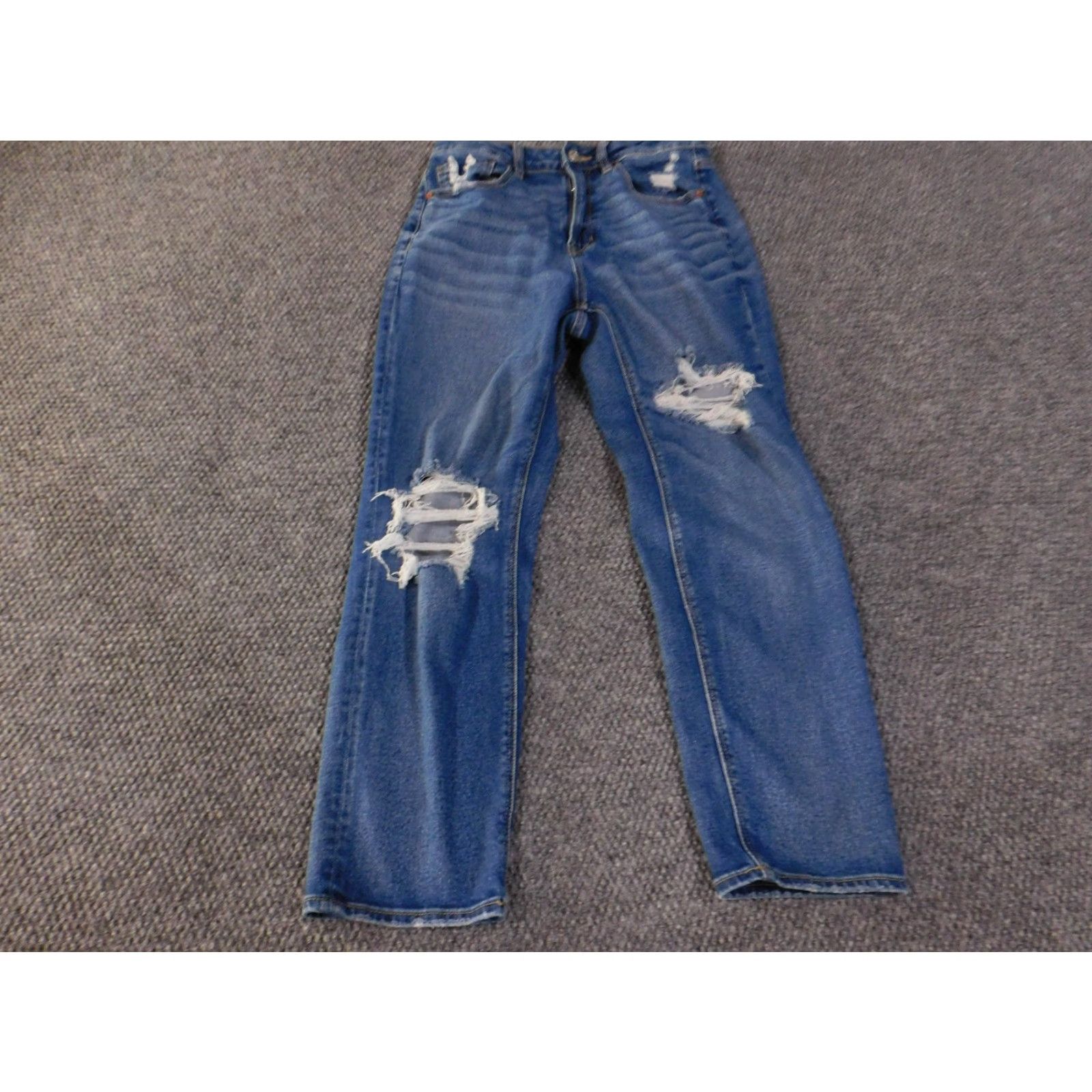 American Eagle Outfitters American Eagle Jeans Womens 6 Blue Mom Straight Distressed Stretch Denim Size 28" / US 6 / IT 42 - 2 Thumbnail