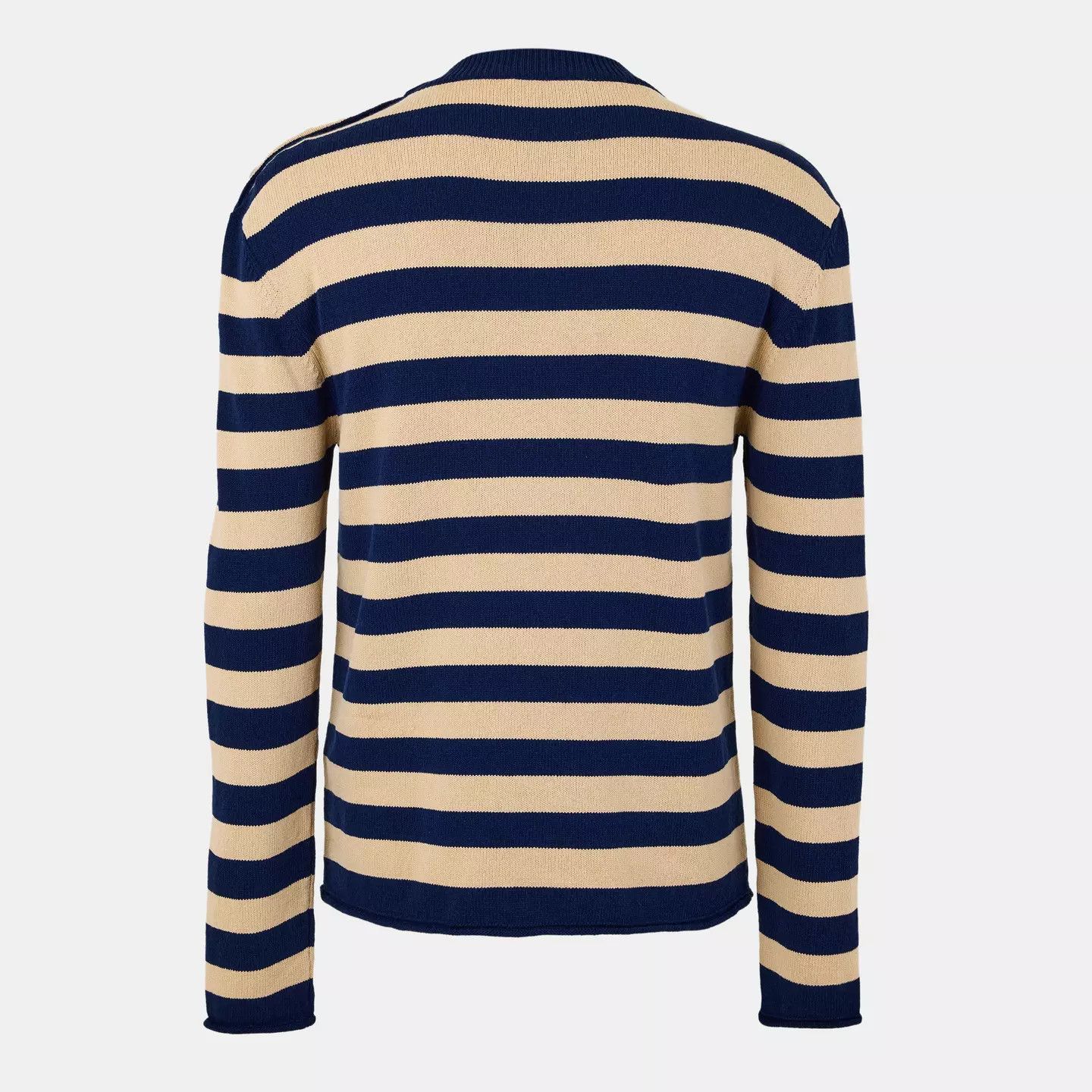 Balmain o1g2r1mq0426 Stripe Knit Crew Neck Jumper in Blue / Camel Size US M / EU 48-50 / 2 - 2 Thumbnail