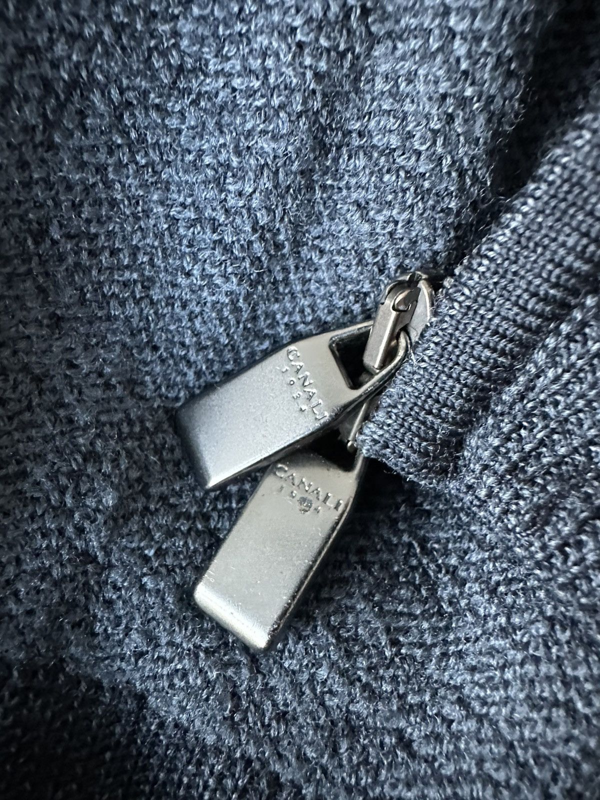 Canali Waffle-Knit Wool Zip-Up Cardigan Size IT 48 Blue Size US M / EU 48-50 / 2 - 2 Thumbnail