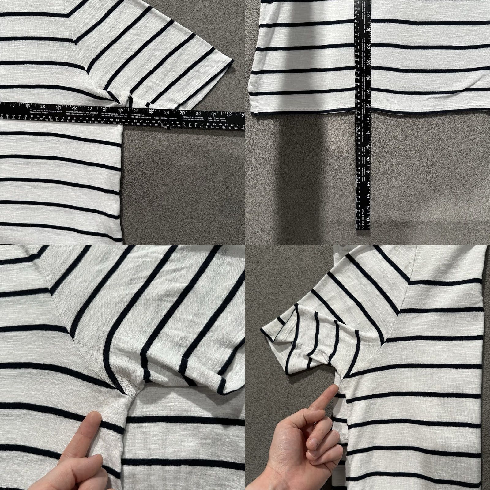 J. Jill J Jill Shirt Womens XL White Black Striped Boat Neck Shoulder Buttons GUC Size XL / US 12-14 / IT 48-50 - 8 Thumbnail