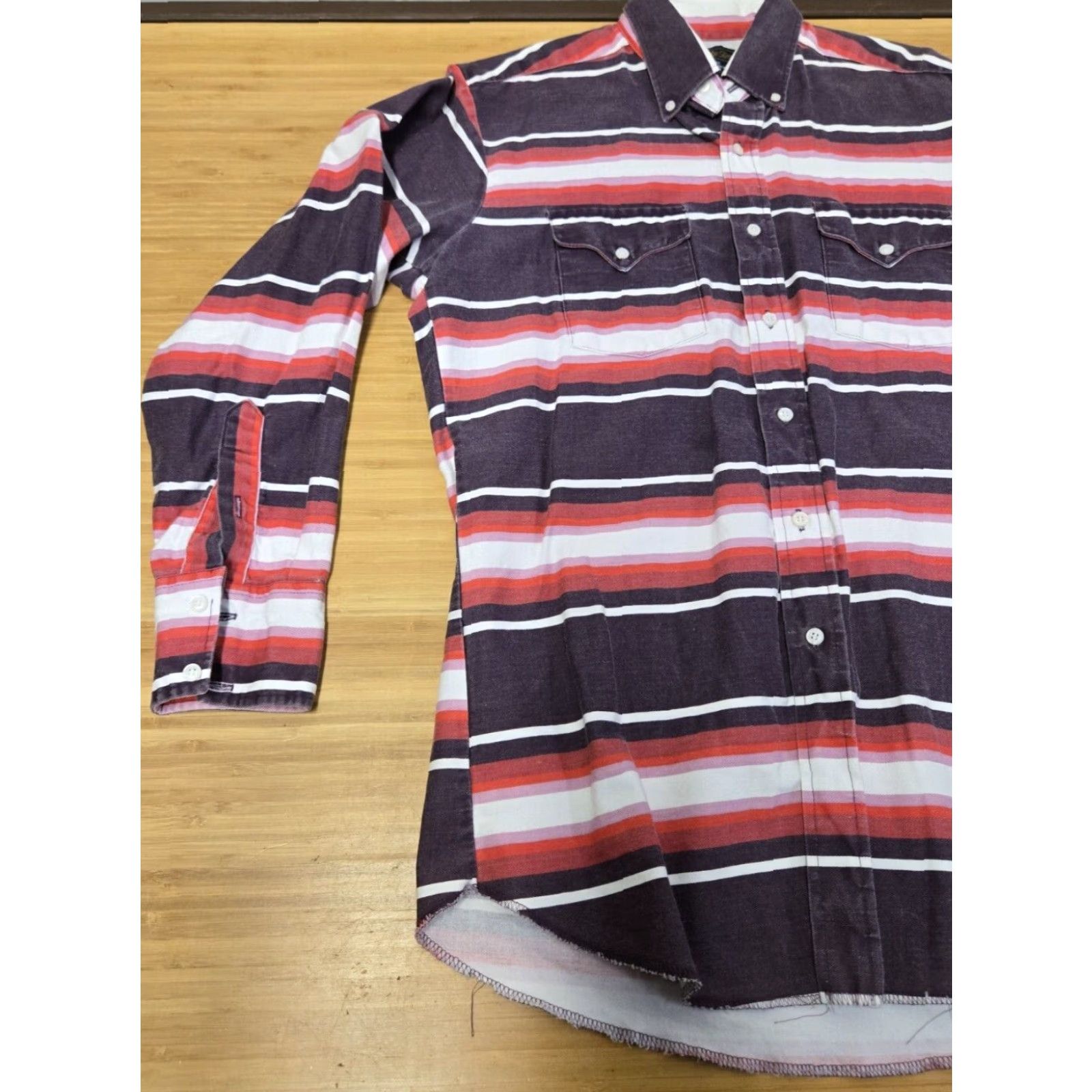 Vintage VINTAGE Panhandle Slim Shirt Mens 16.5 34 Pink Purple Striped Western Shirt Size US XL / EU 56 / 4 - 4 Thumbnail