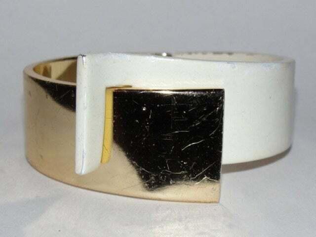 Lanvin Lanvin Two Tone Gold White Runway Bracelet Size ONE SIZE - 1 Thumbnail