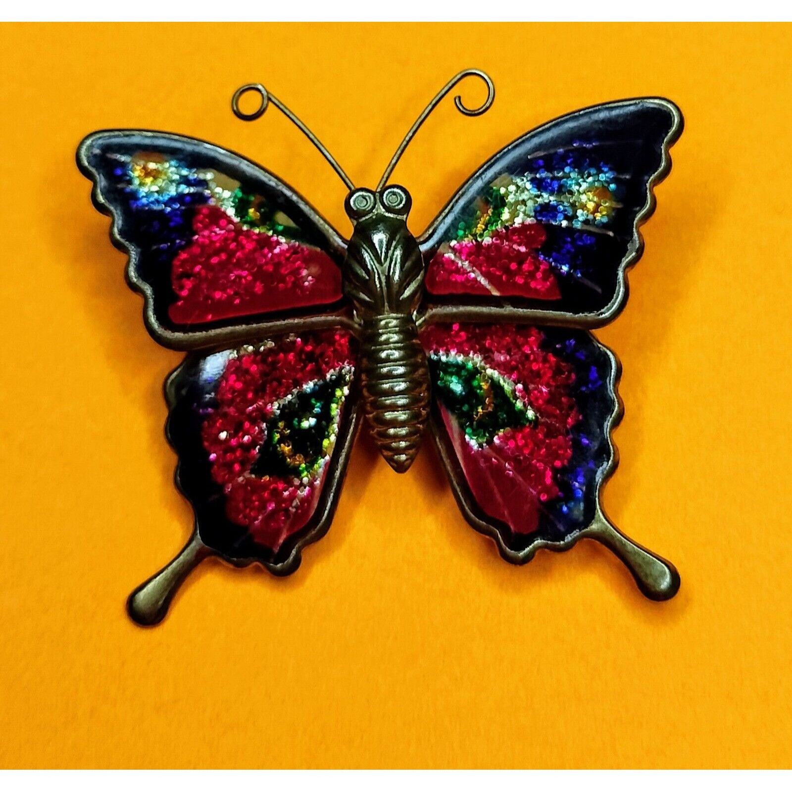 Other Colorful Enameled Butterfly Pin Gold Tone Jewelry Brooch Gli Size ONE SIZE - 4 Thumbnail